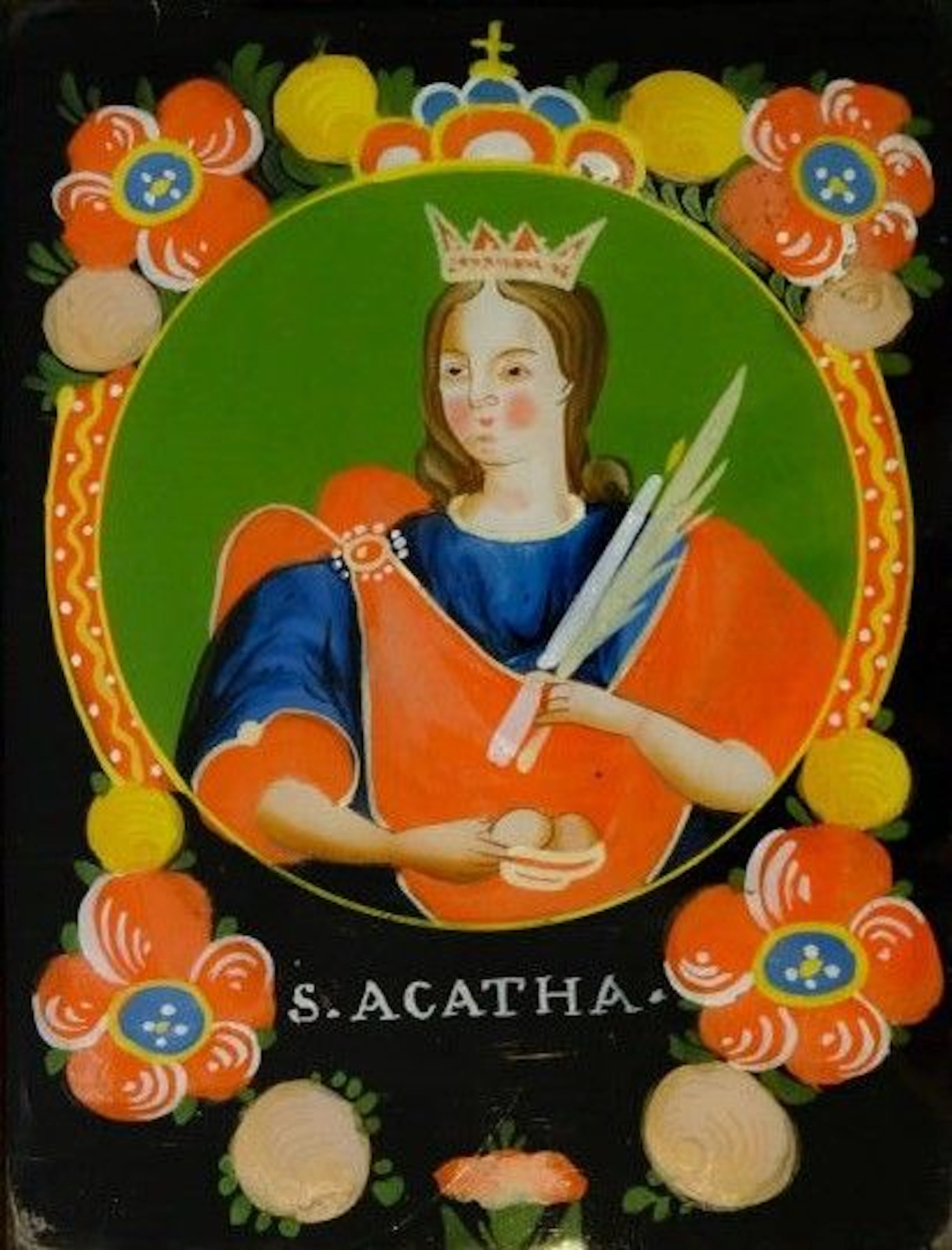 Probably Alsace, late 18th century. Portrait of Saint Agatha. Polychrome