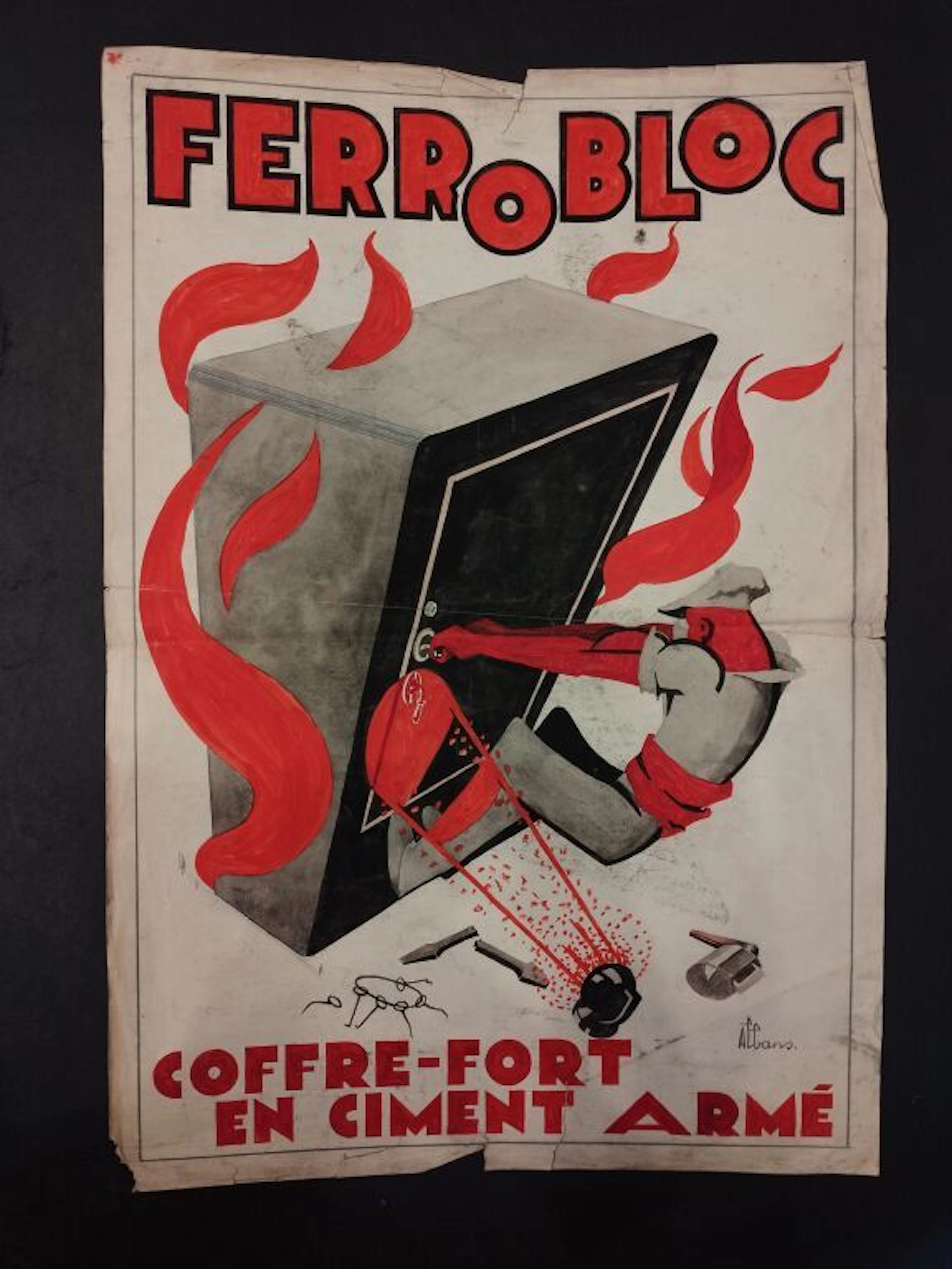 ALBANS. Poster mockup for "Ferro Bloc, reinforced concrete safe,"