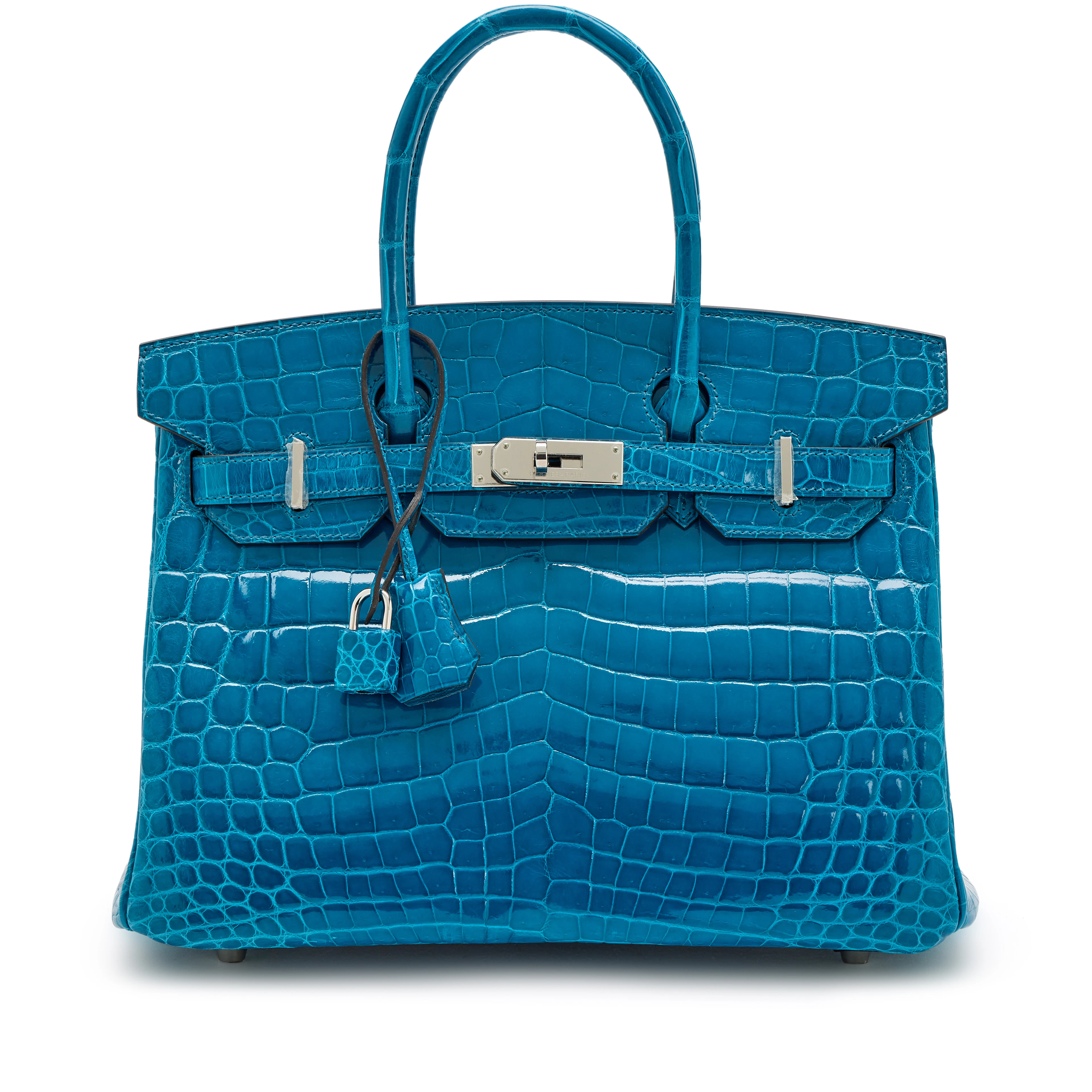 Bleu Izmir Shiny Niloticus Crocodile Birkin 30 Palladium Hardware, 2015