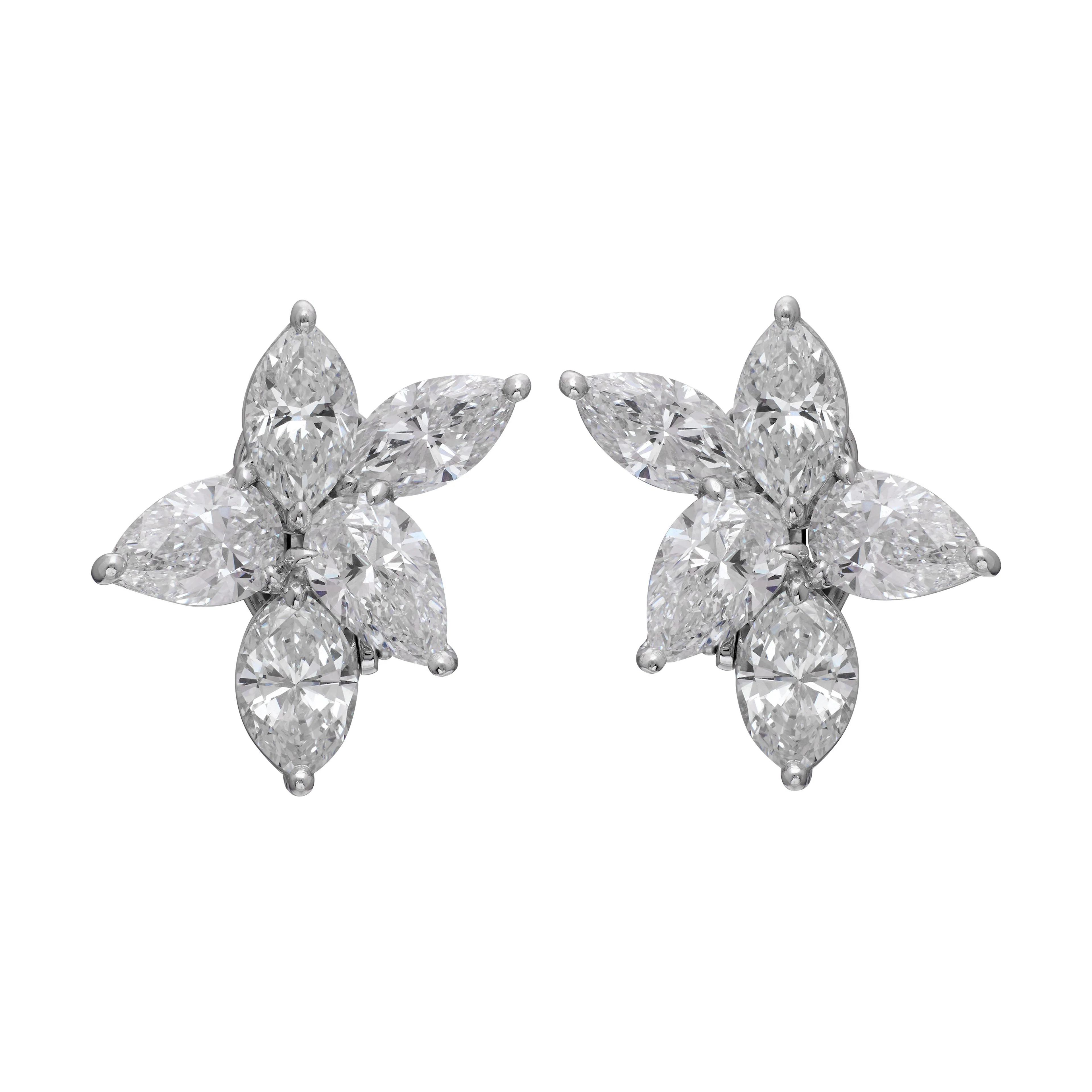 Platinum and 7.93ctw Diamond Cluster Earrings