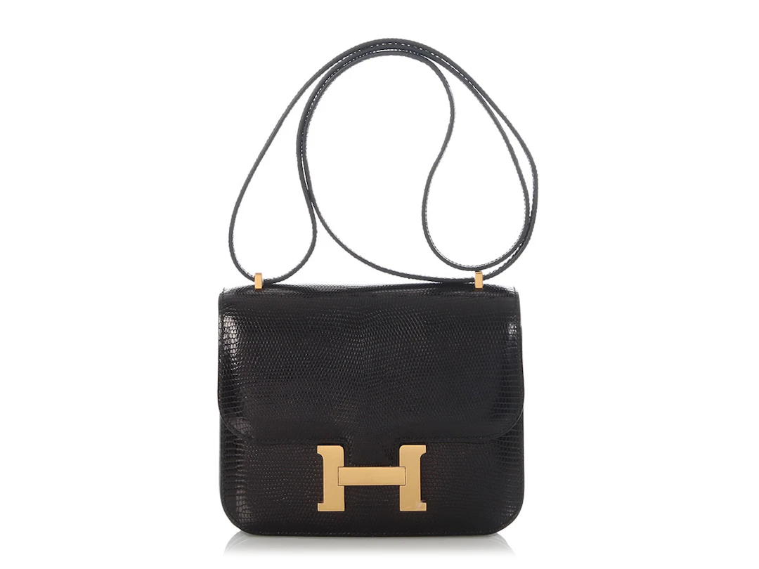 Black Lizard Mini Constance 18 Gold Hardware, 2019