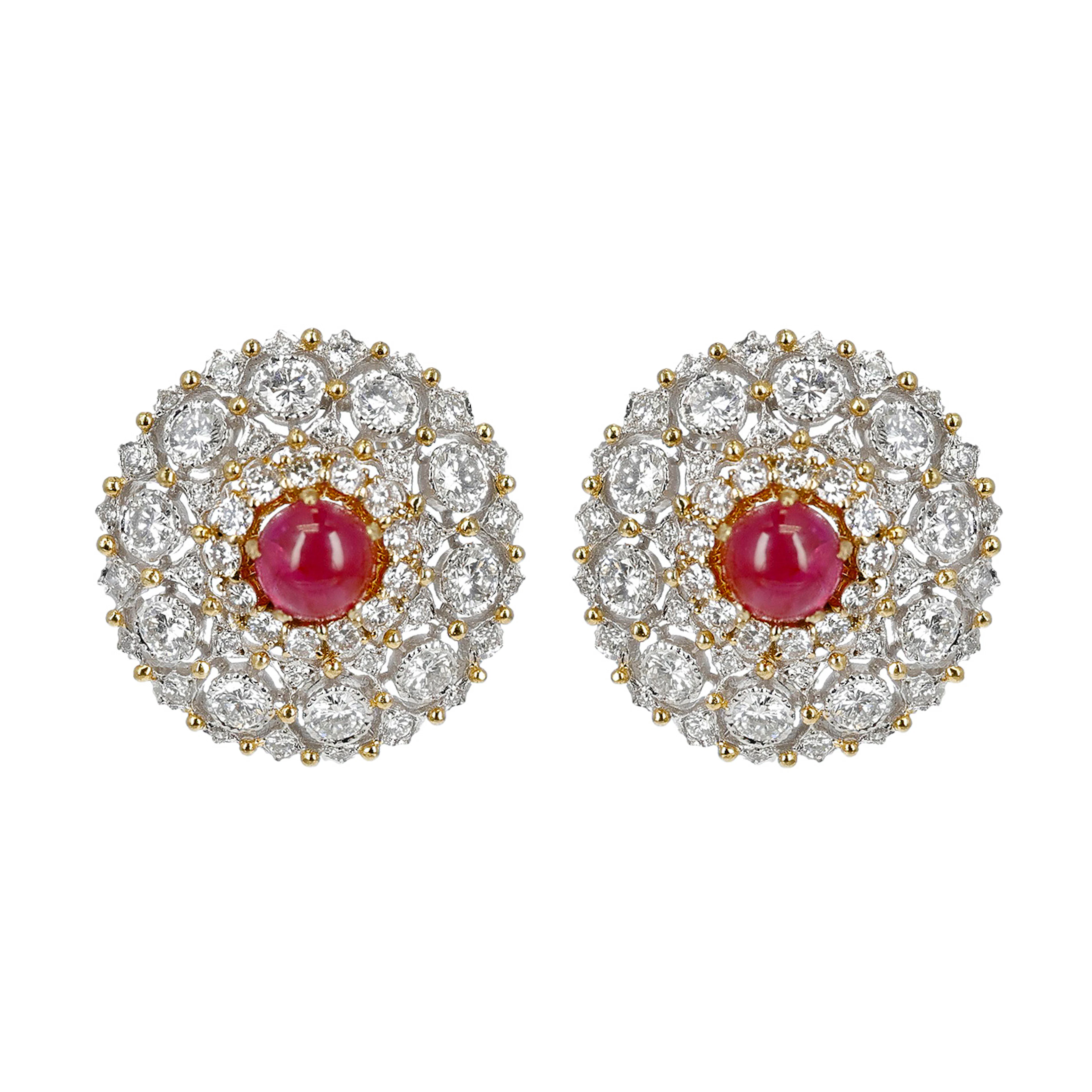 Gold, Ruby and Diamond Earclips