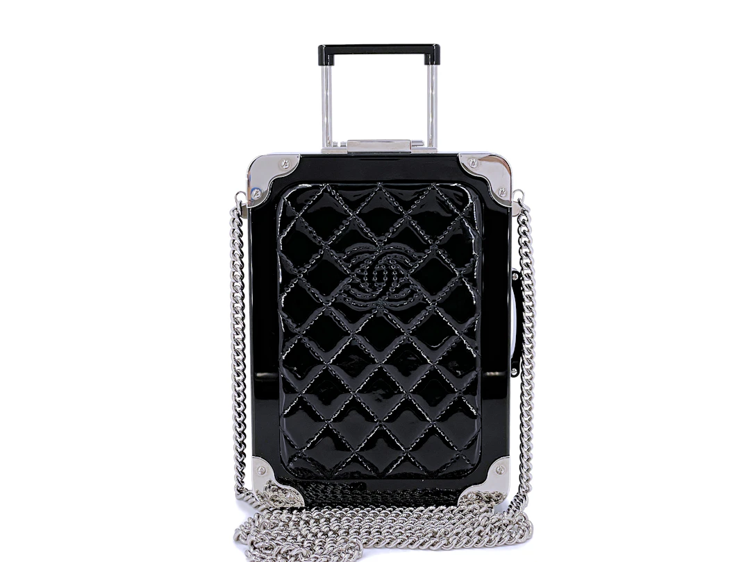 Black Quilted Patent and Plexiglass Airlines Evening In The Air Trolley