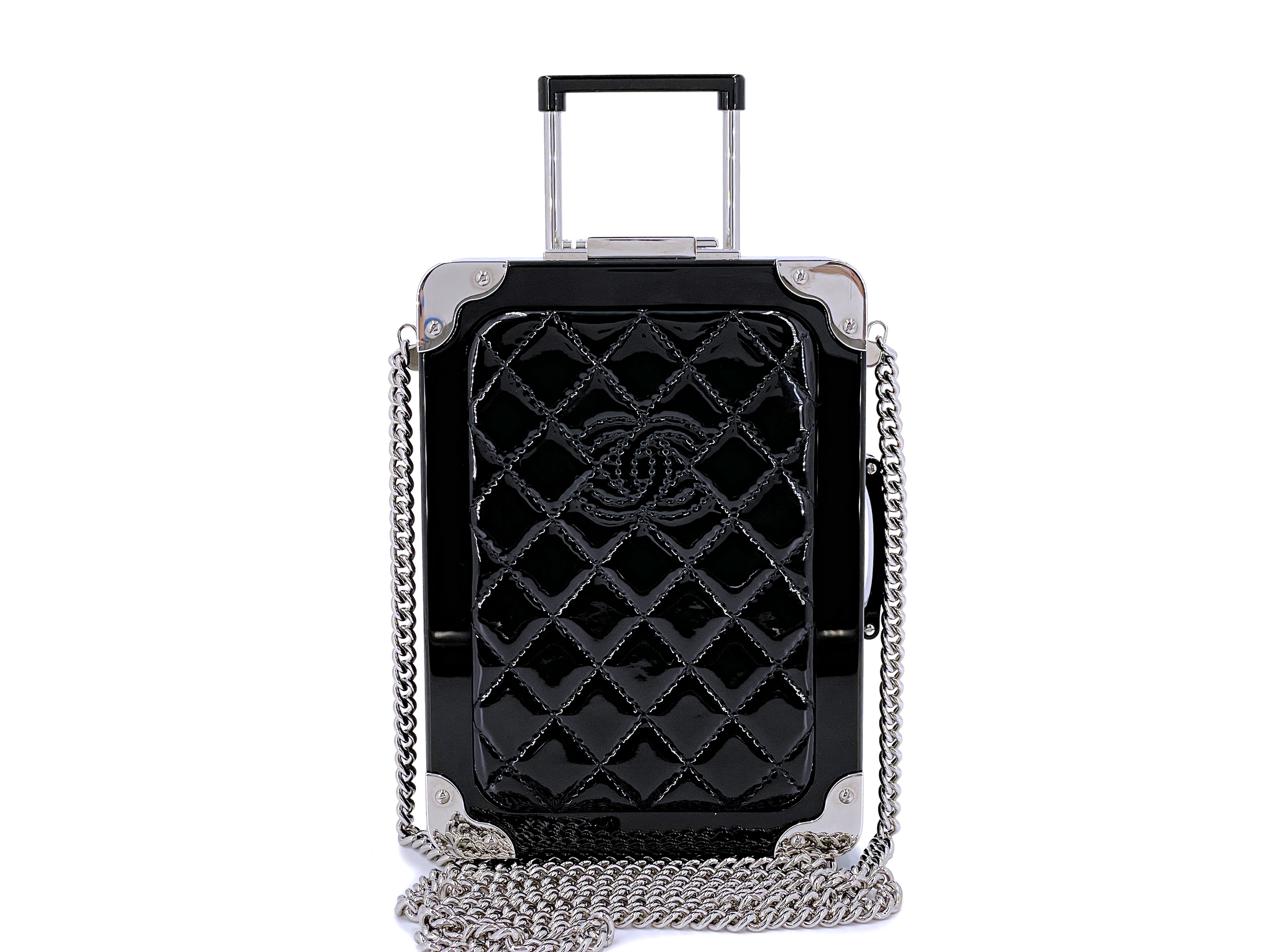 Black Quilted Patent and Plexiglass Airlines Evening In The Air Trolley