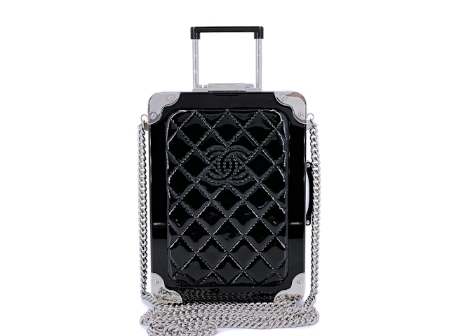 Black Quilted Patent and Plexiglass Airlines Evening In The Air Trolley
