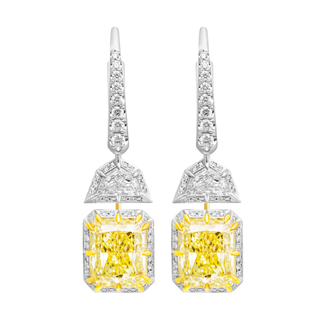 Platinum, Gold, 6.05ctw Radiant Cut Fancy Light Yellow Diamond and