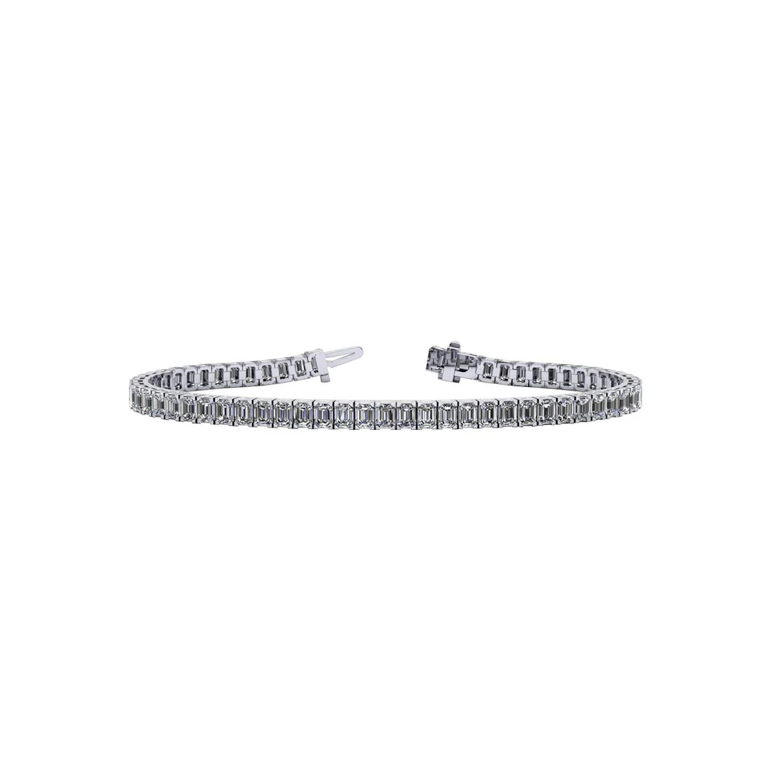 White Gold and 12.00ctw Emerald Cut Diamond Tennis Bracelet