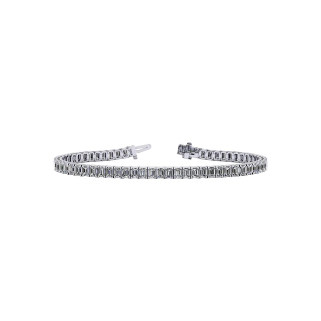 White Gold and 12.00ctw Emerald Cut Diamond Tennis Bracelet