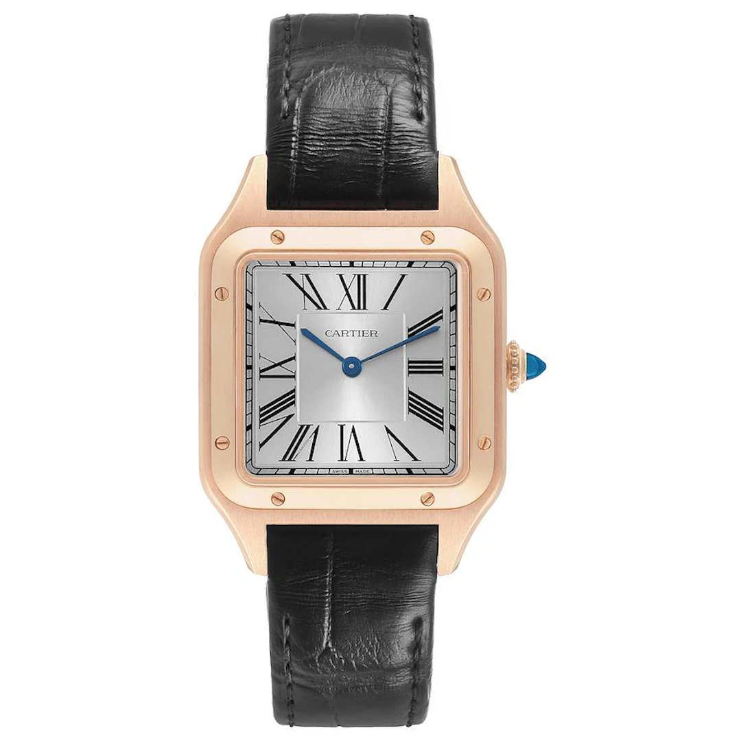 Santos Dumont Large (Reference WGSA0021). A 43.5mm rose gold quartz