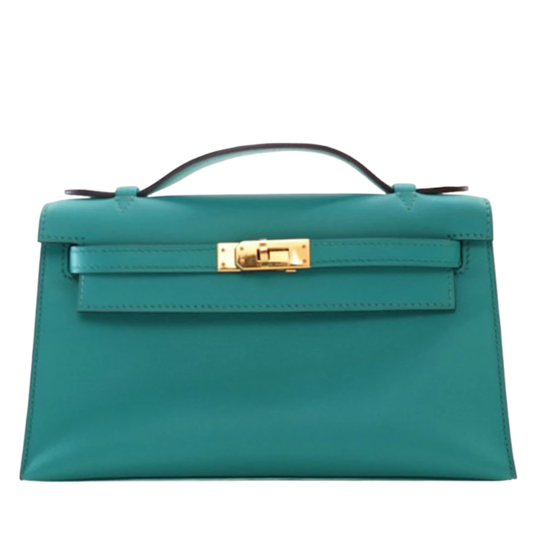 Bleu Paon Swift Kelly Pochette Gold Hardware, 2016