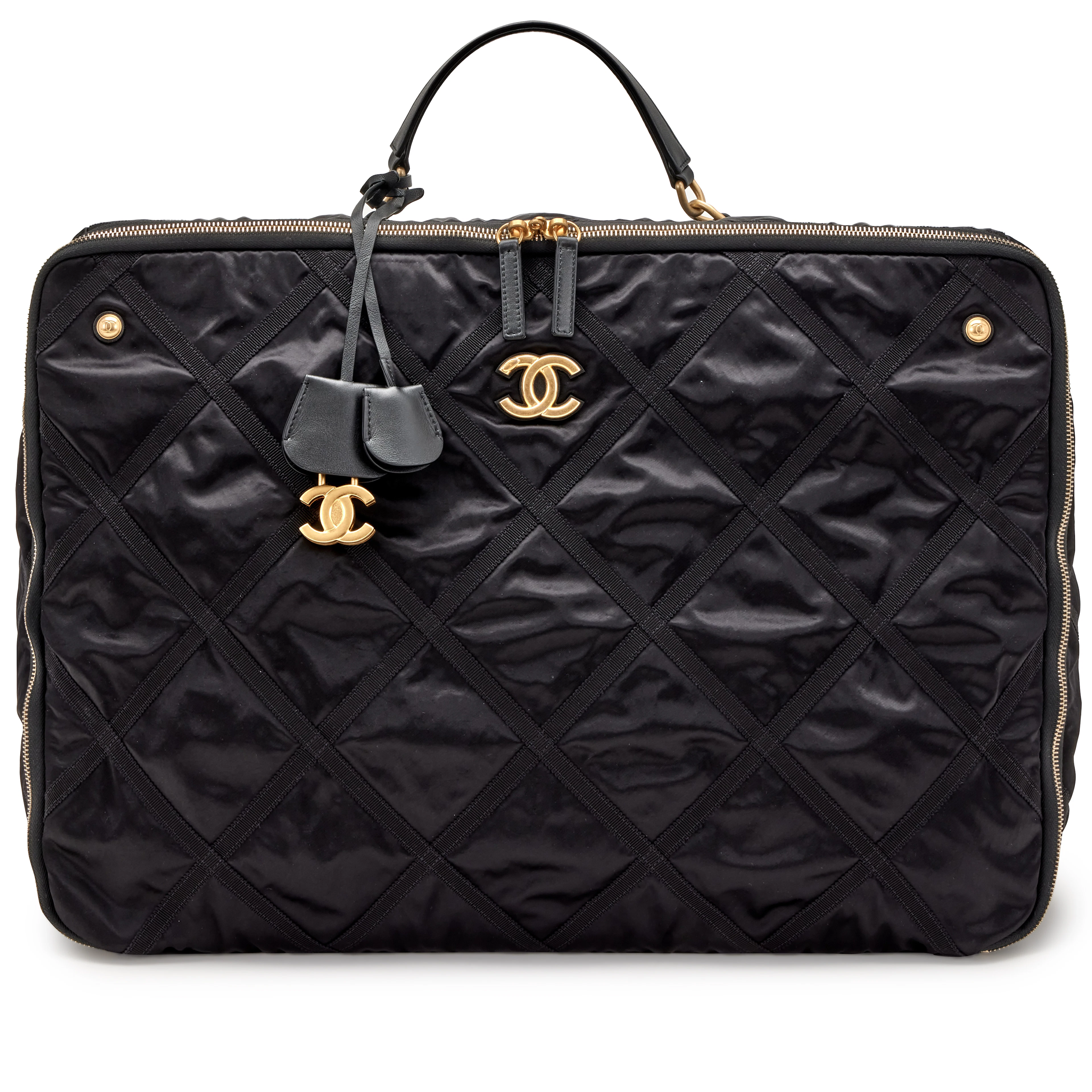 Black Nylon Travel Bag Brushed Gold Hardware, 2022