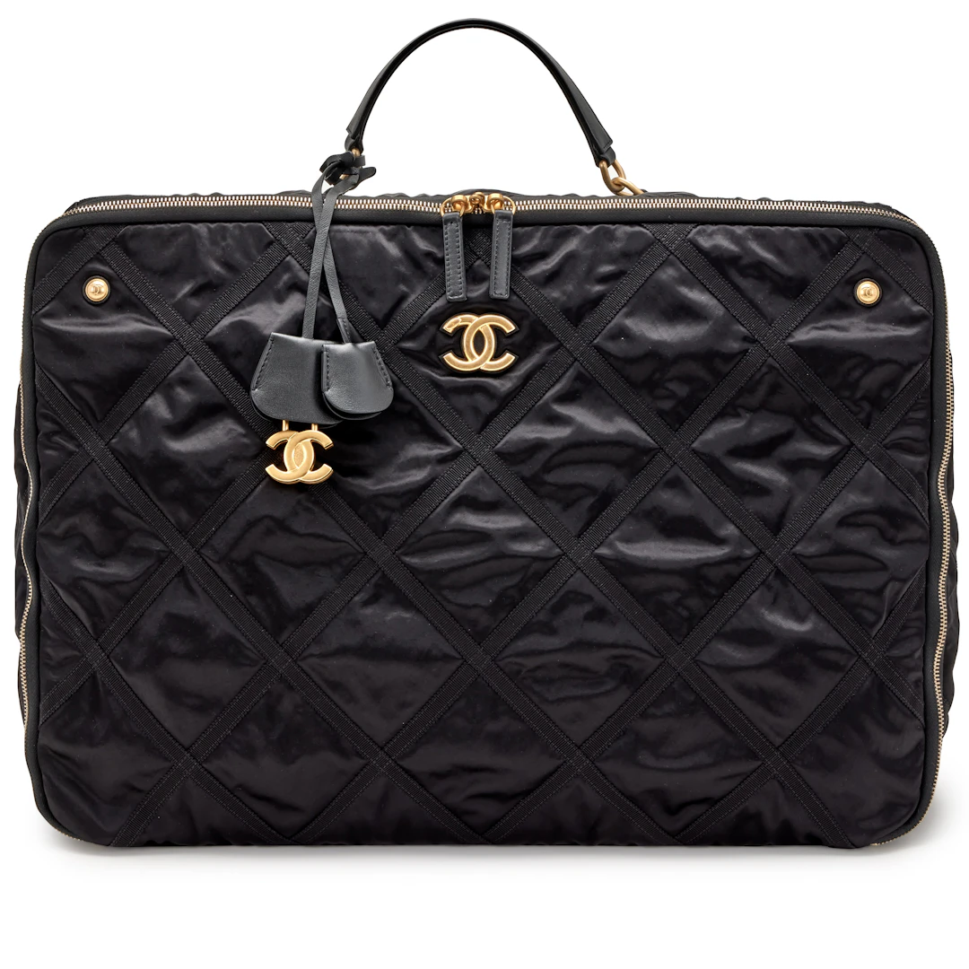 Black Nylon Travel Bag Brushed Gold Hardware, 2022