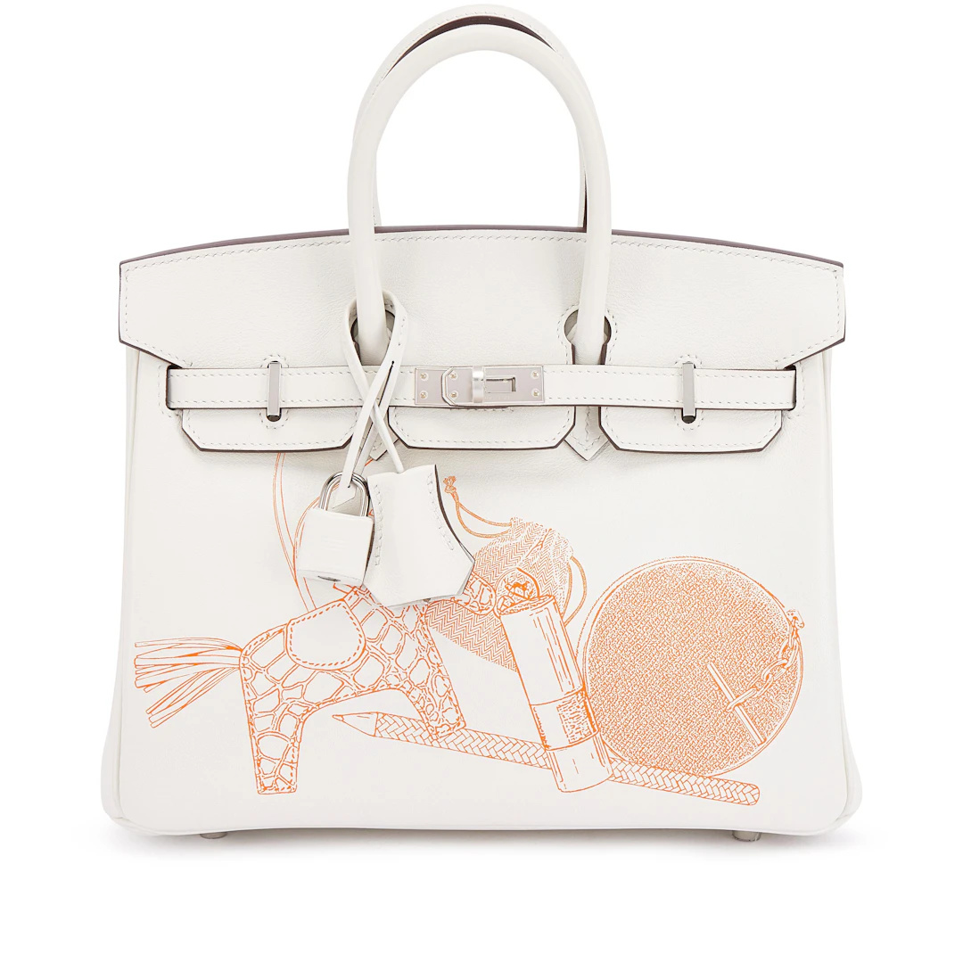 Limited Edition White Swift In and Out Birkin 25 Palladium Hardware, 2023