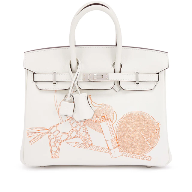 Limited Edition White Swift In and Out Birkin 25 Palladium Hardware, 2023