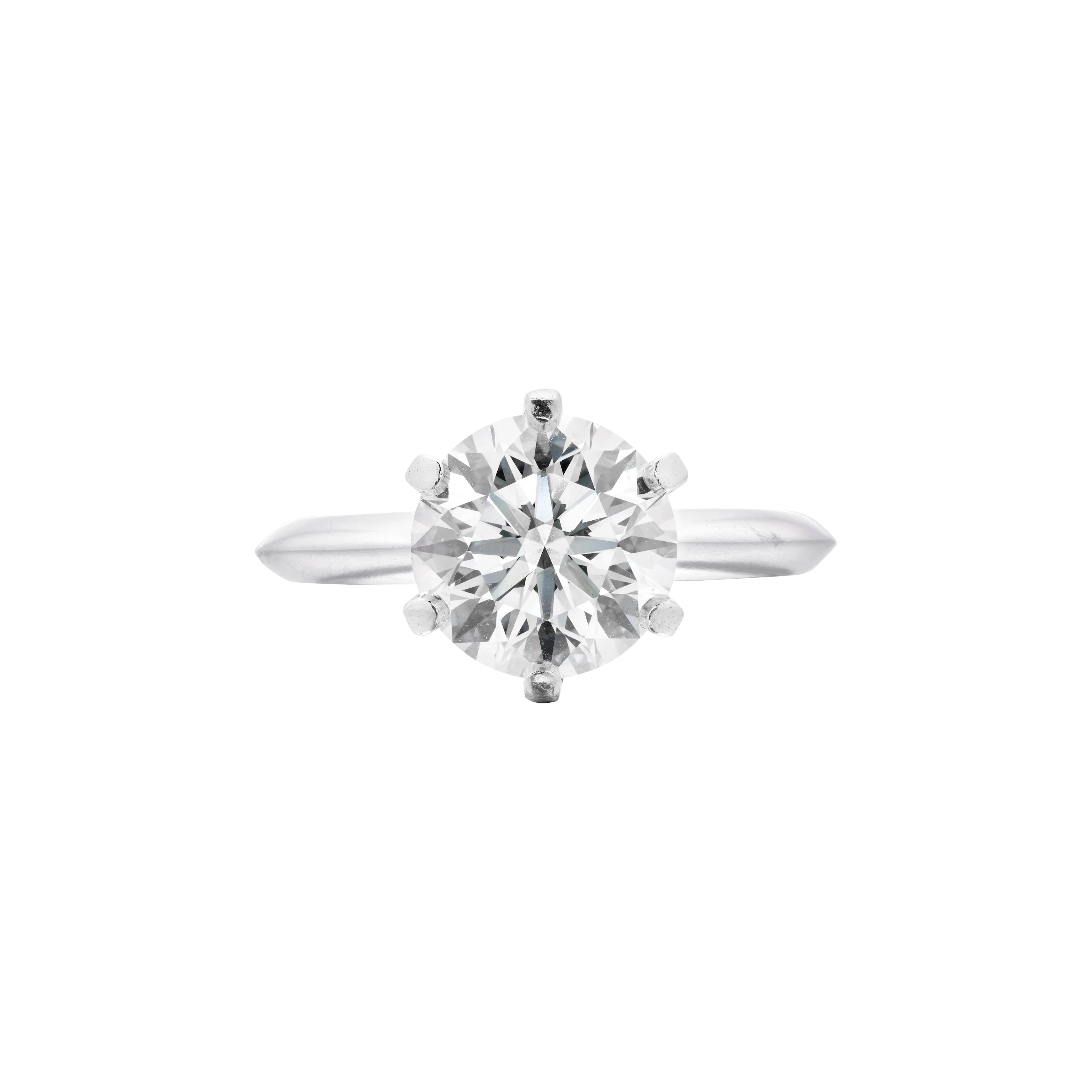 Platinum and 3.03ct Round Brilliant Cut Diamond Engagement Ring