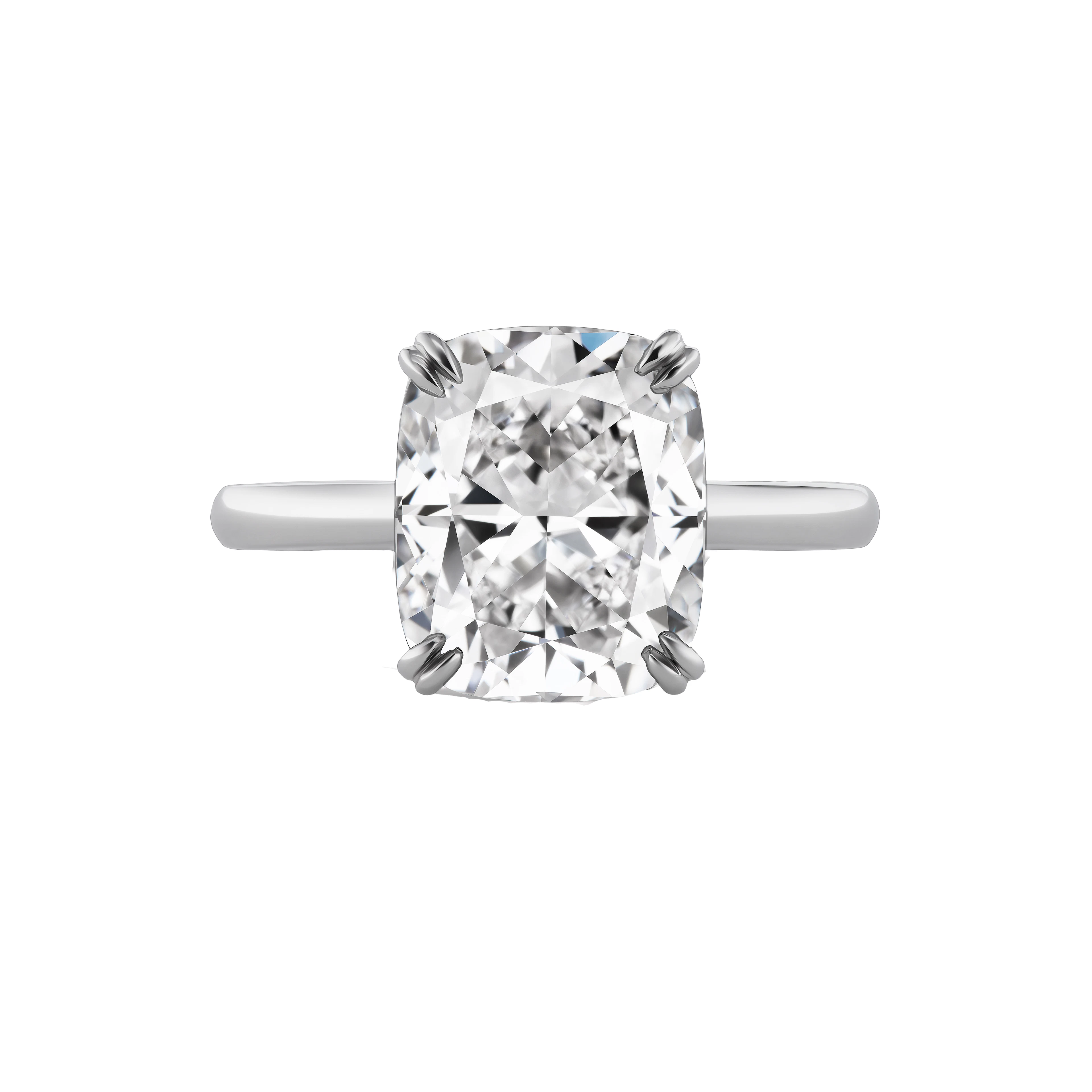 Platinum and 4.35ct Cushion Cut Diamond Engagement Ring
