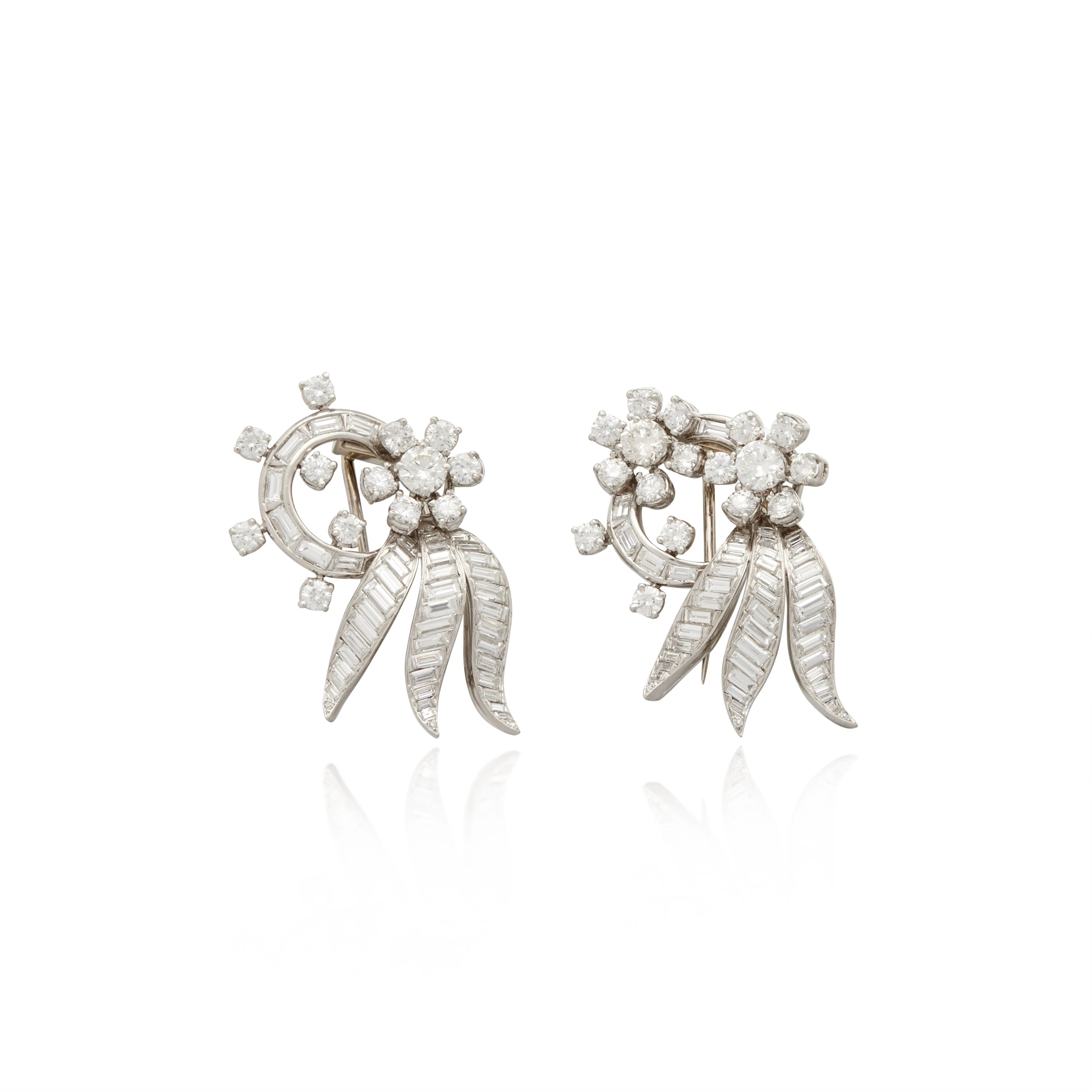 Platinum and Diamond Clip Brooches