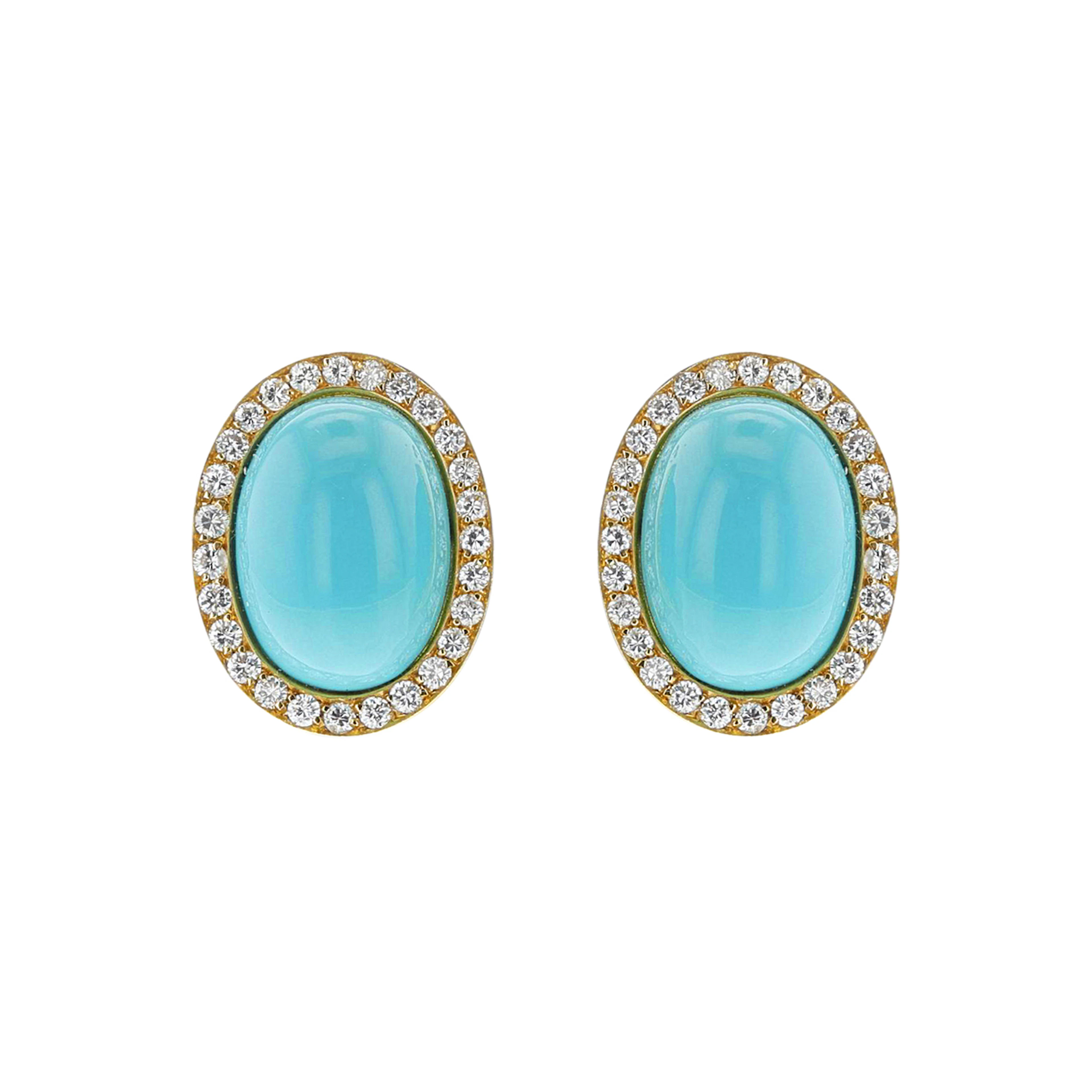 Gold, White Gold, Turquoise and Diamond Earclips
