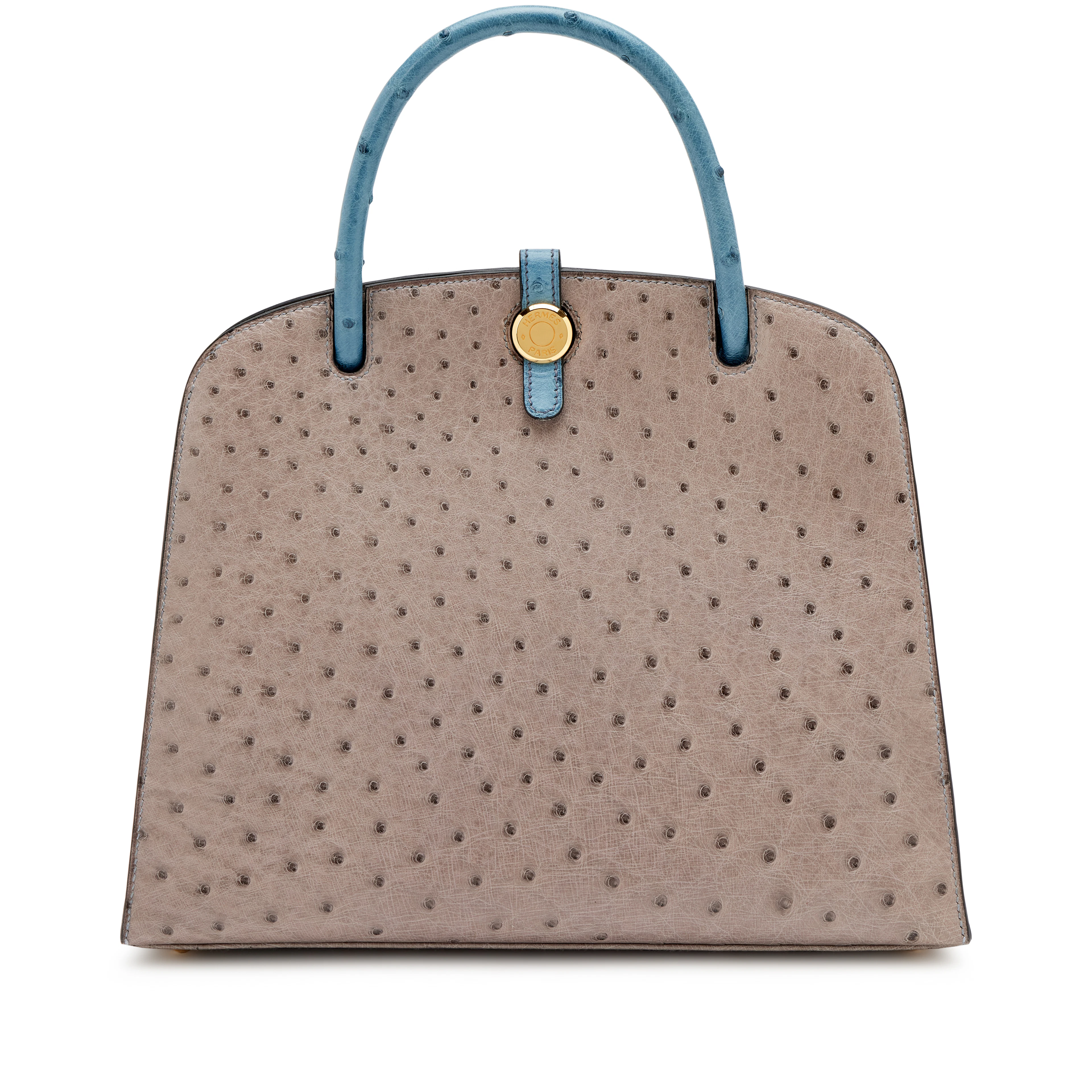 Vintage Gris Tourterelle Ostrich and Bleu Roi Ostrich Dalvy 30 Bag
