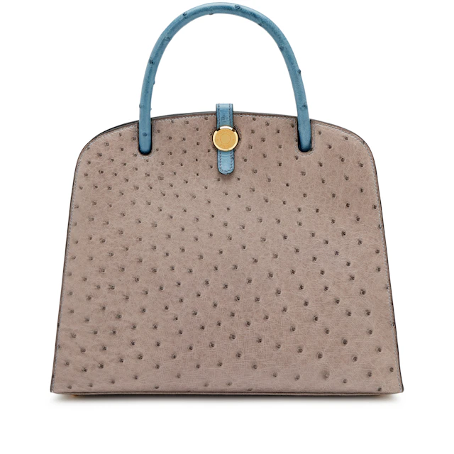 Vintage Gris Tourterelle Ostrich and Bleu Roi Ostrich Dalvy 30 Bag