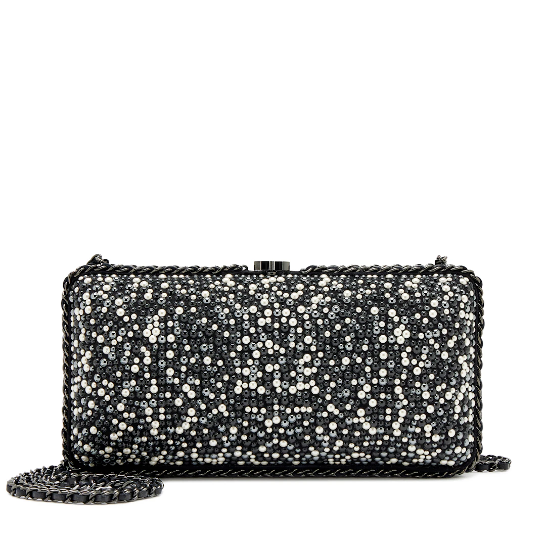 Multicolor Beaded Imitation Pearl Chain Around Clutch Black Hardware, 2014