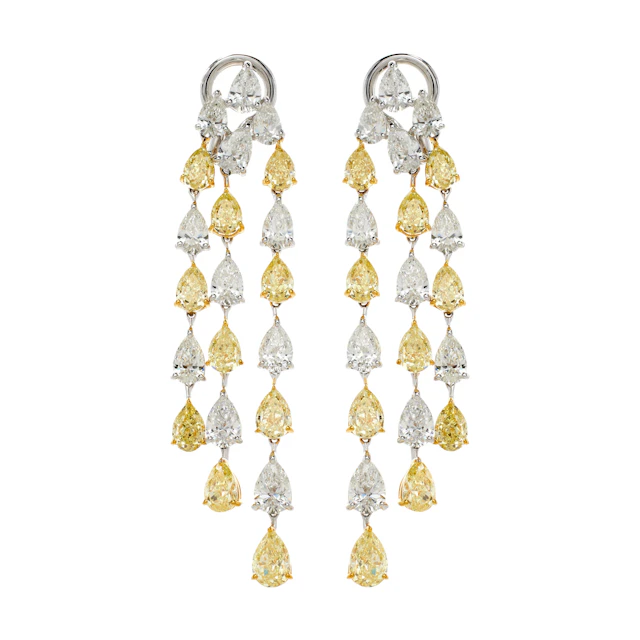 Gold, White Gold, 7.45ctw Yellow Diamond and 5.45ctw Diamond Earrings