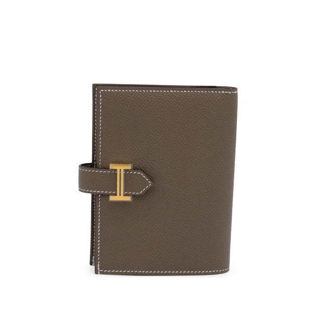 Etoupe Epsom Bearn Compact wallet Gold Hardware, 2025