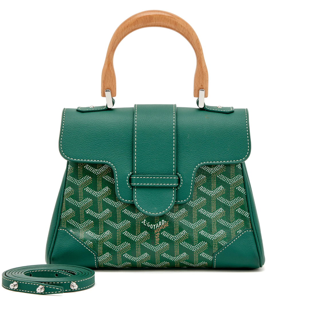 Green and White Goyardine Canvas and Chevroches Calfskin Saïgon Souple