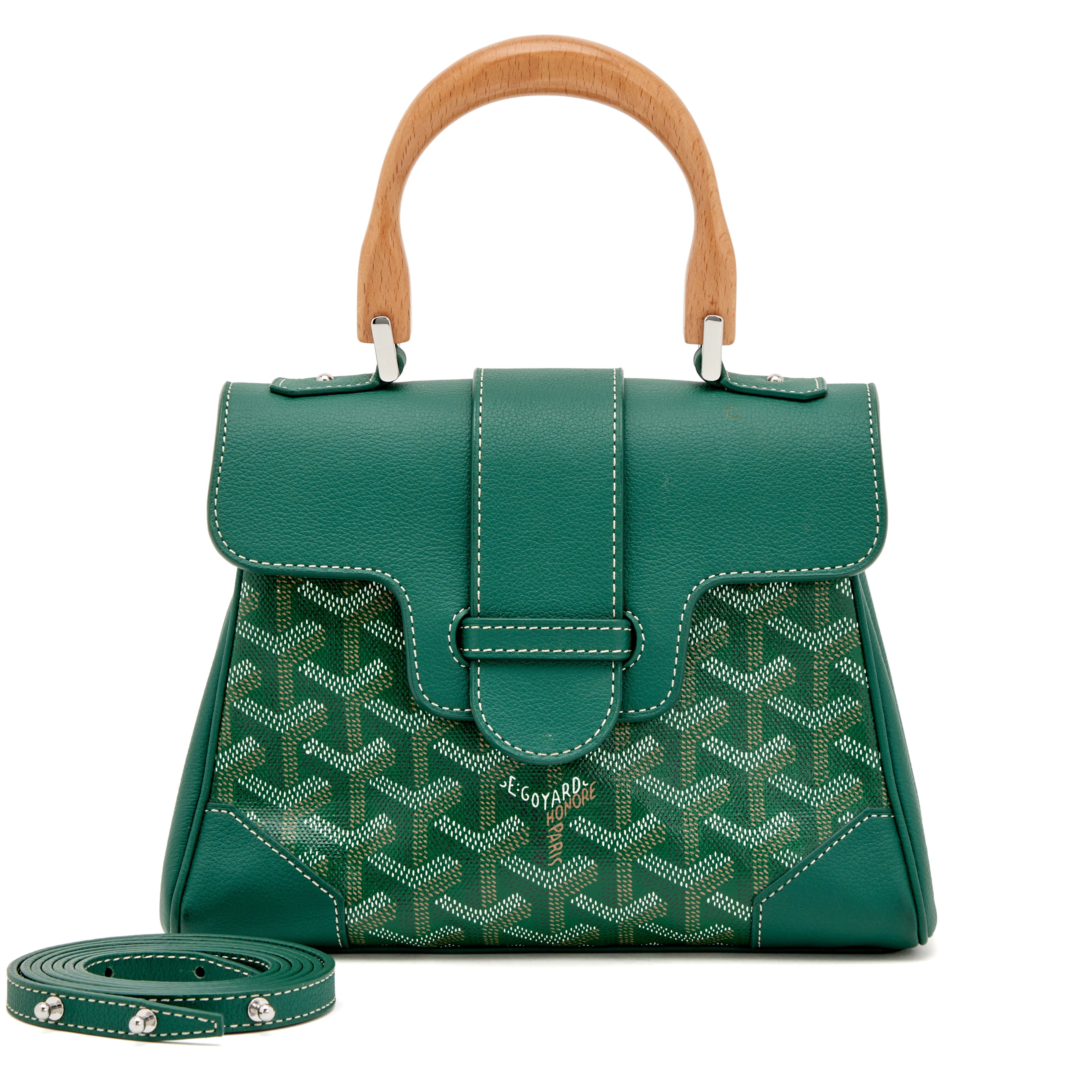 Green and White Goyardine Canvas and Chevroches Calfskin Saïgon Souple