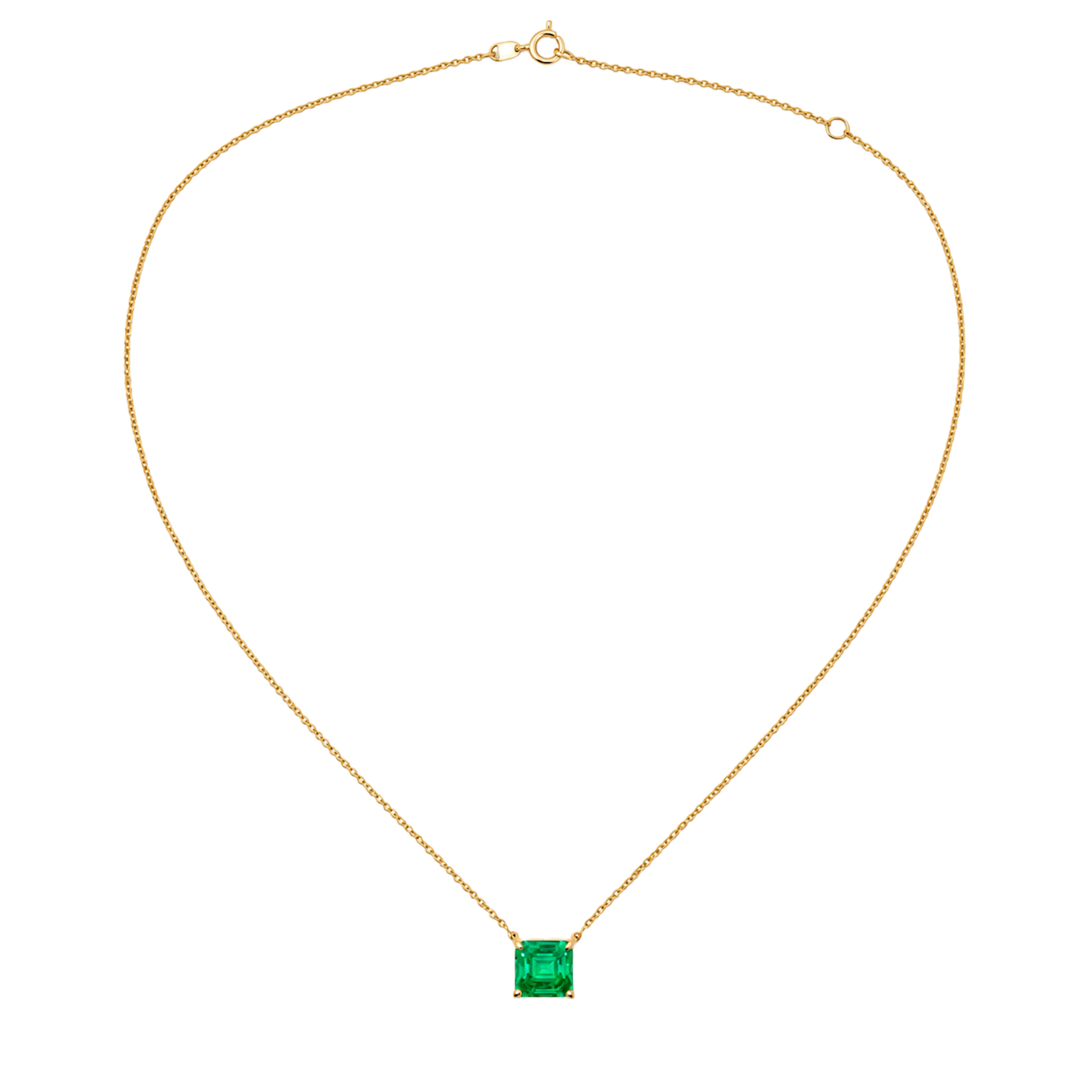 Gold and 4.38ct Colombian Emerald Pendant Necklace