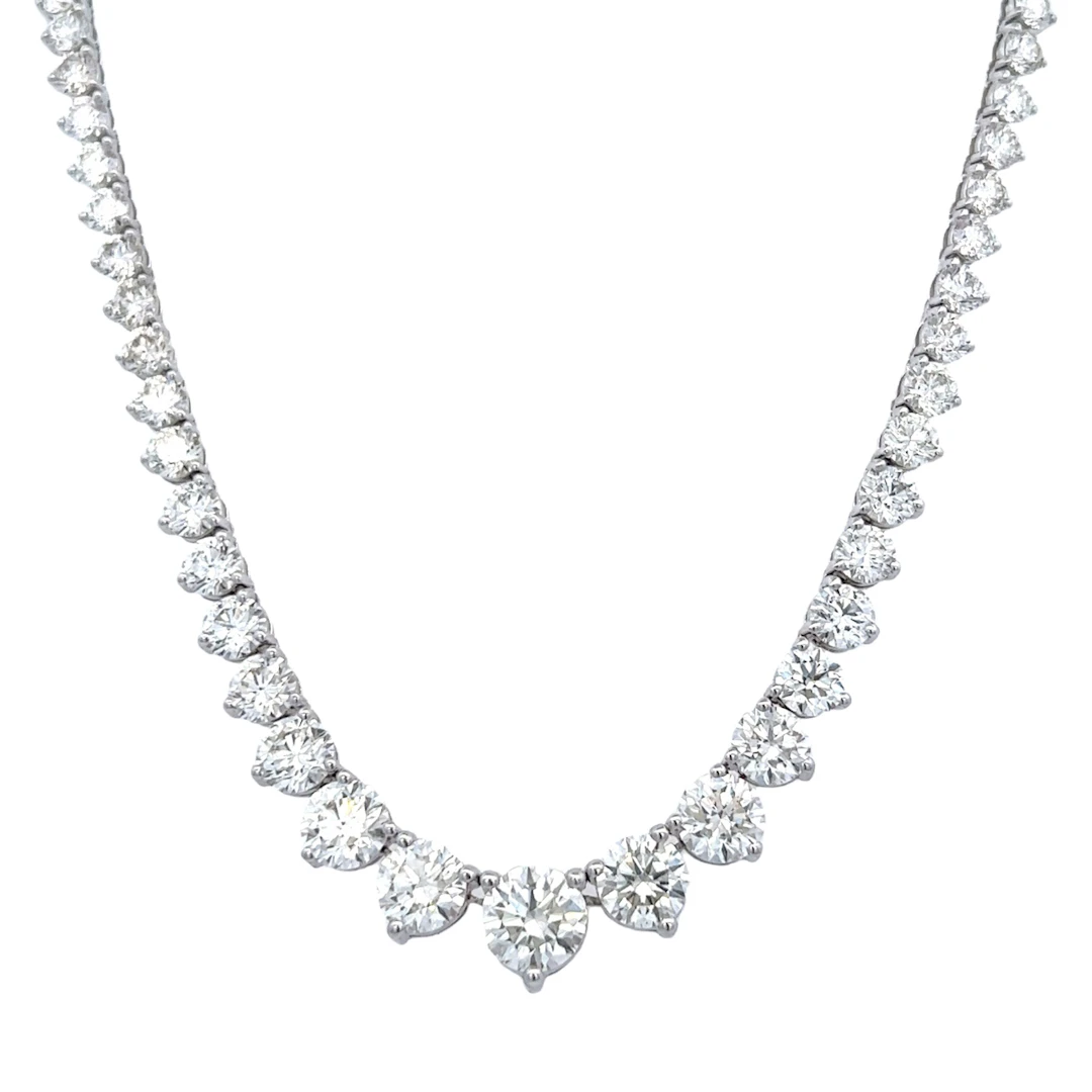 White Gold and 22.25ctw Round Brilliant Cut Diamond Rivière Tennis Necklace
