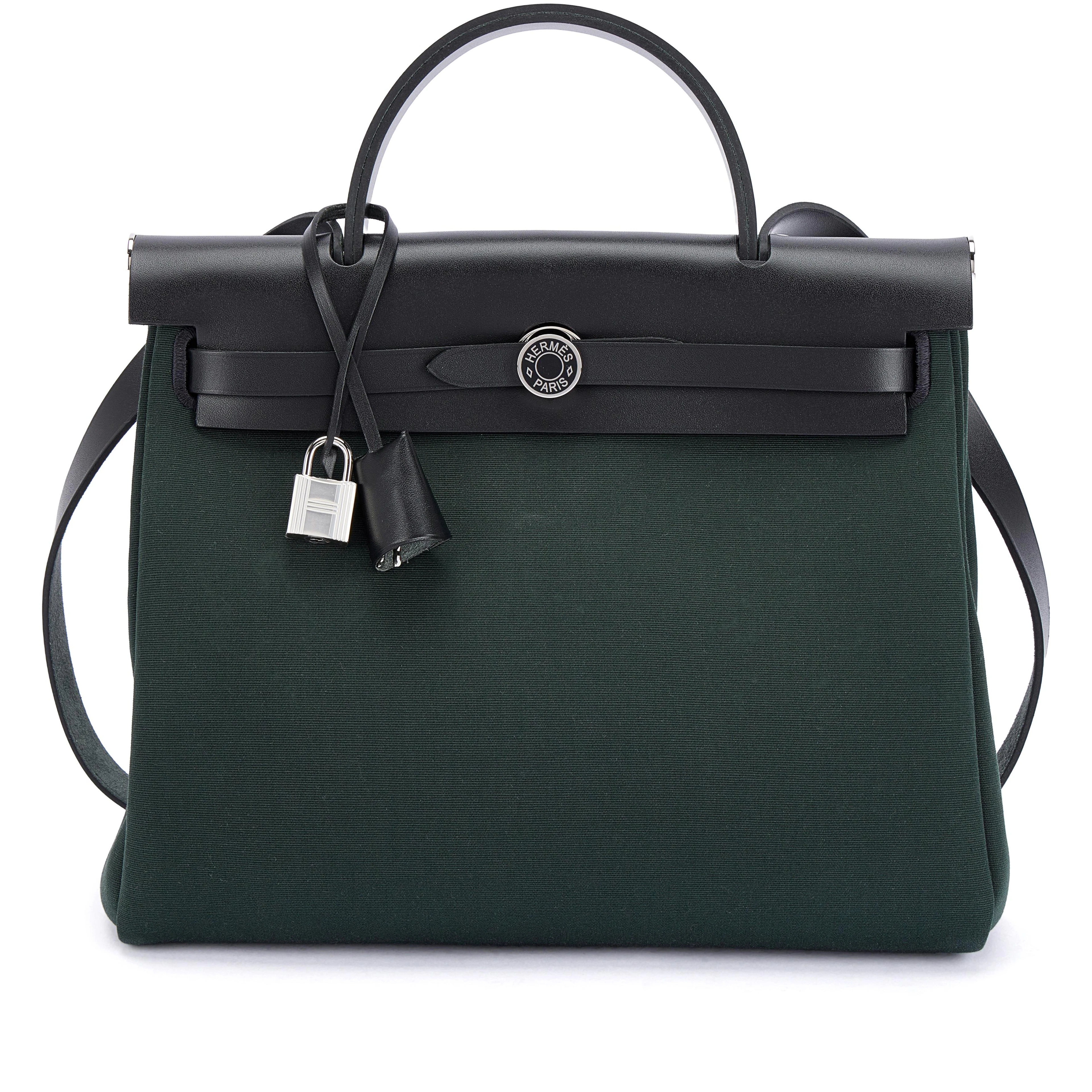 Black Vache Hunter and Vert Cypres Toile Herbag Zip 31 Black Enameled