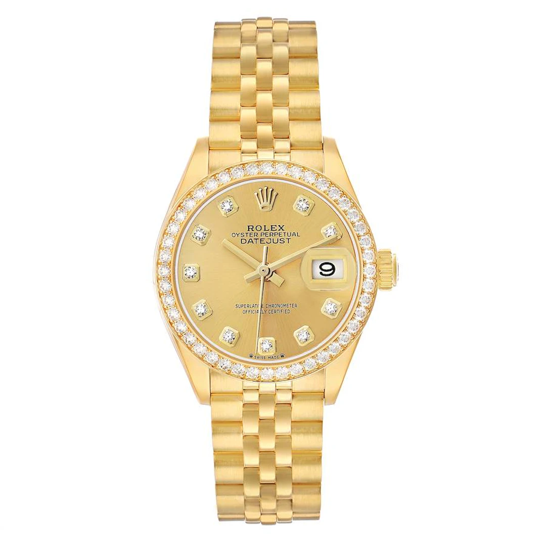 President Datejust (Reference 279138). A 28mm yellow gold diamond-set
