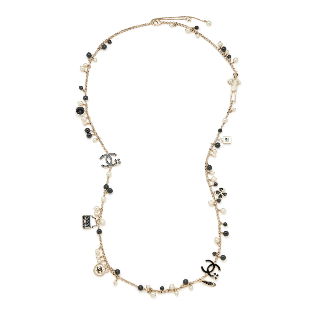 Limited Edition Gold Metal Imitation Pearl CC Enamel Coco Mademoiselle
