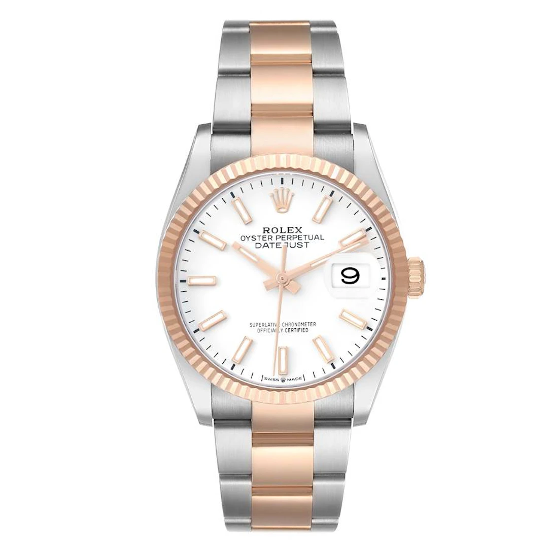 Datejust (Reference 126231). A 36mm rose gold stainless steel automatic