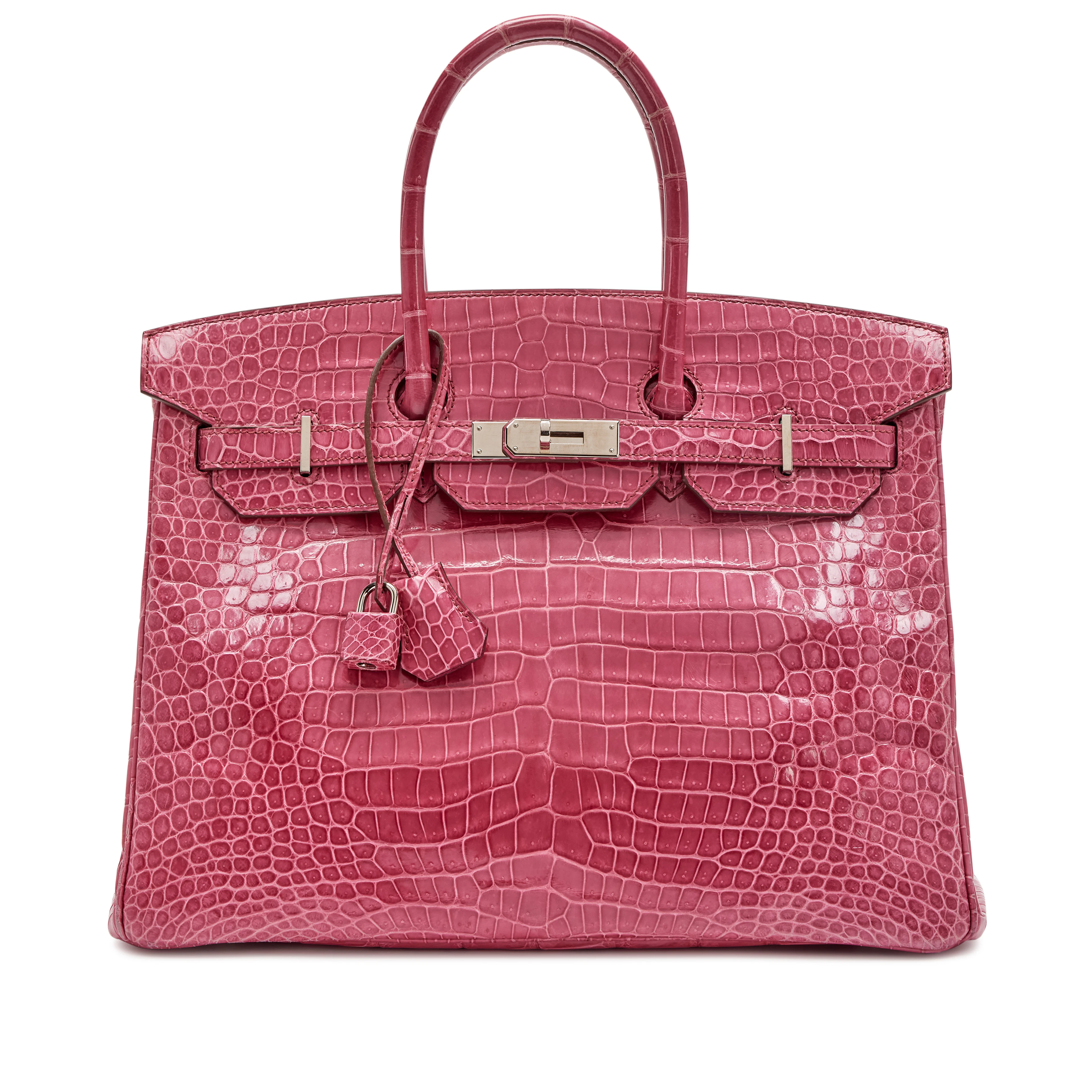 Fuschia Shiny Porosus Crocodile Birkin 35 Palladium Harware, 2014