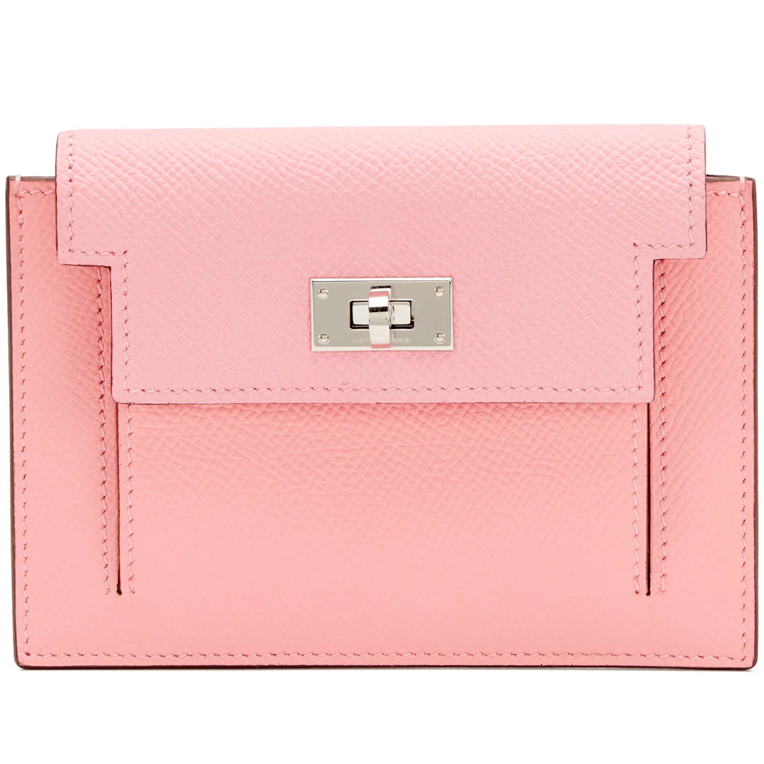 Rose Confetti Epsom Kelly Pocket Wallet Palladium Hardware, 2020