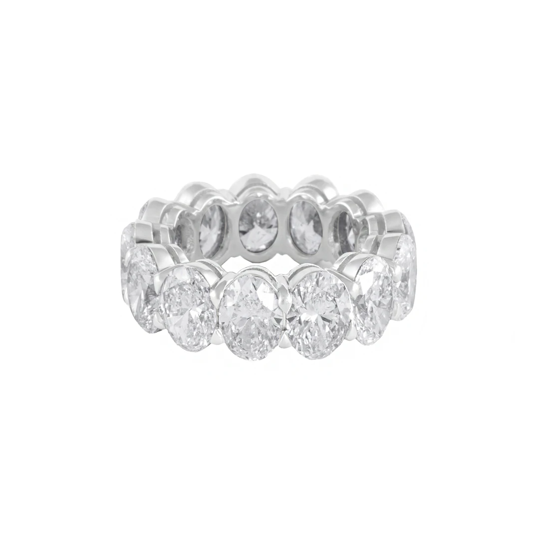White Gold and 13.15ctw Oval Cut Diamond Eternity Band Ring