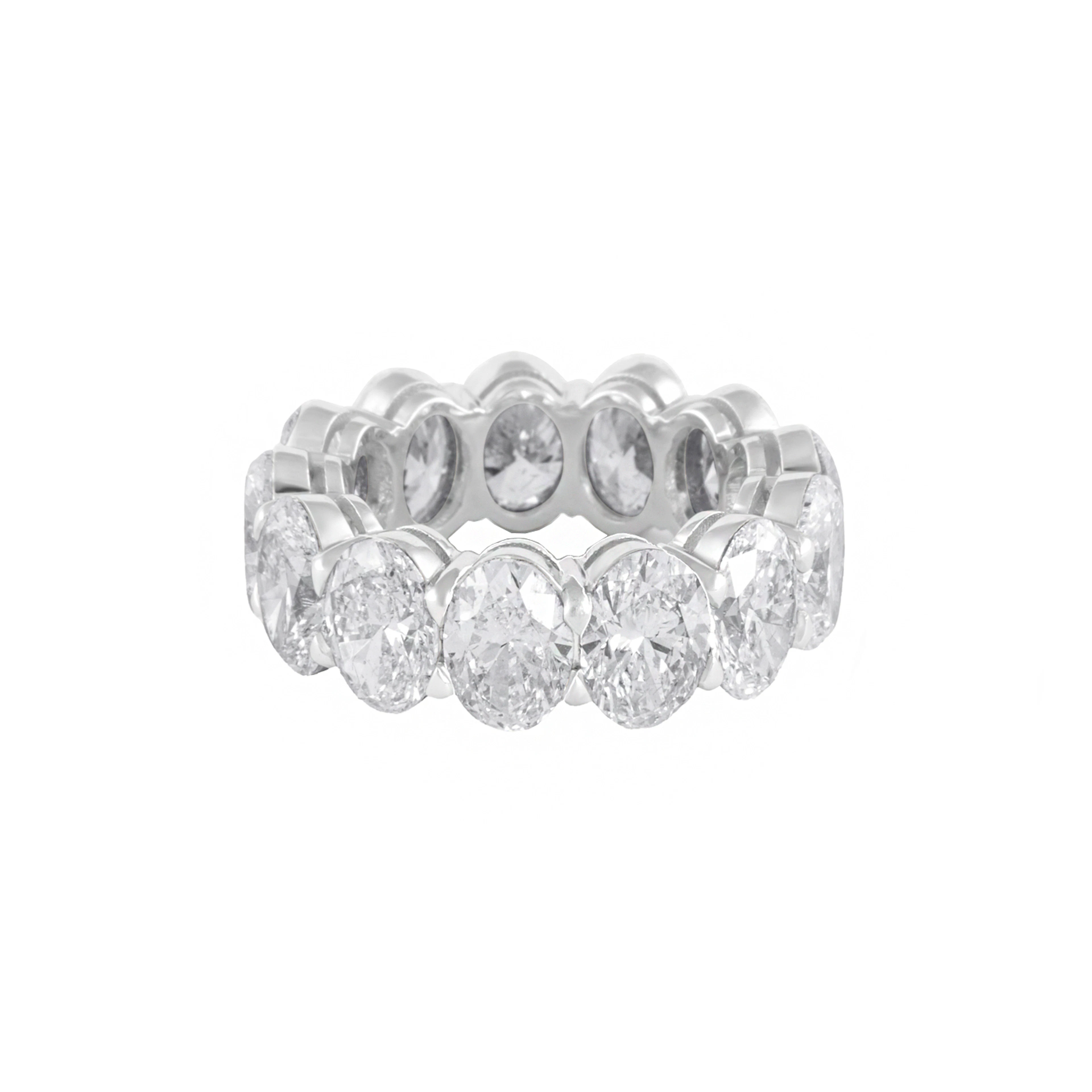 White Gold and 13.15ctw Oval Cut Diamond Eternity Band Ring
