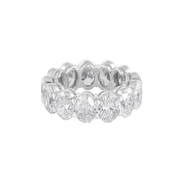White Gold and 13.15ctw Oval Cut Diamond Eternity Band Ring