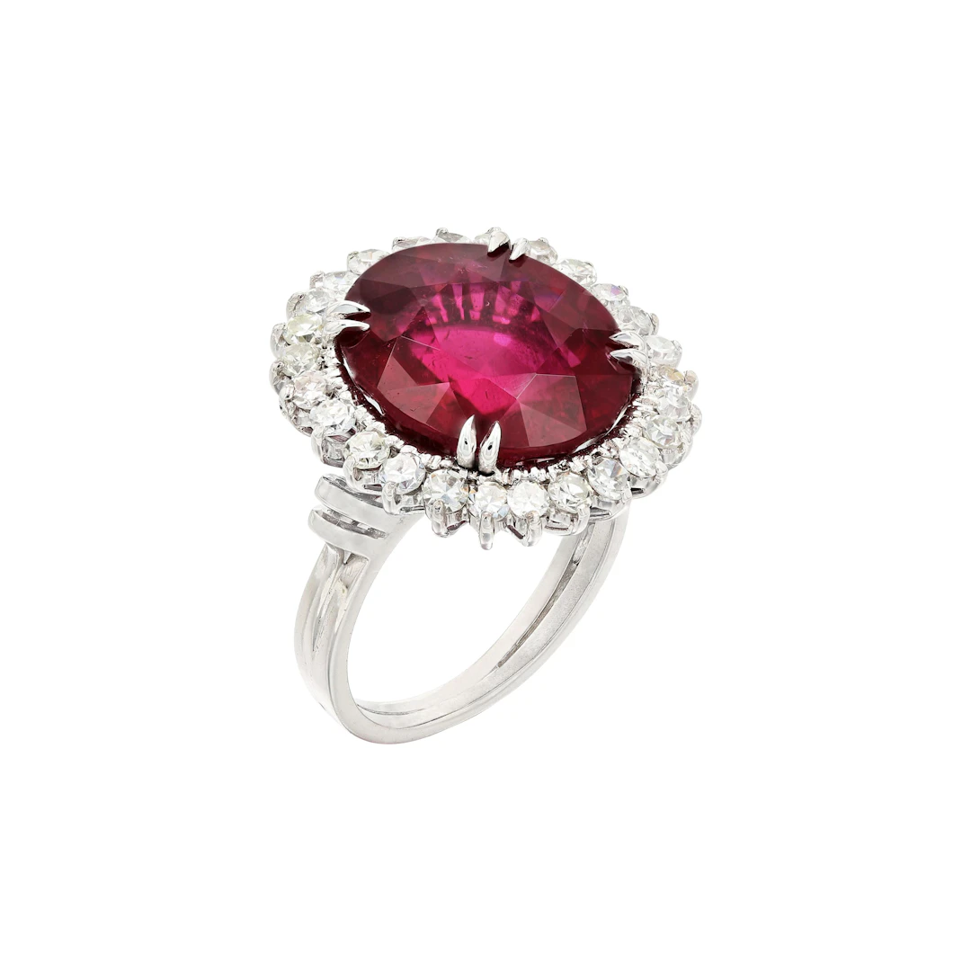 Bague rubellite et diamants | Rubellite and diamond ring