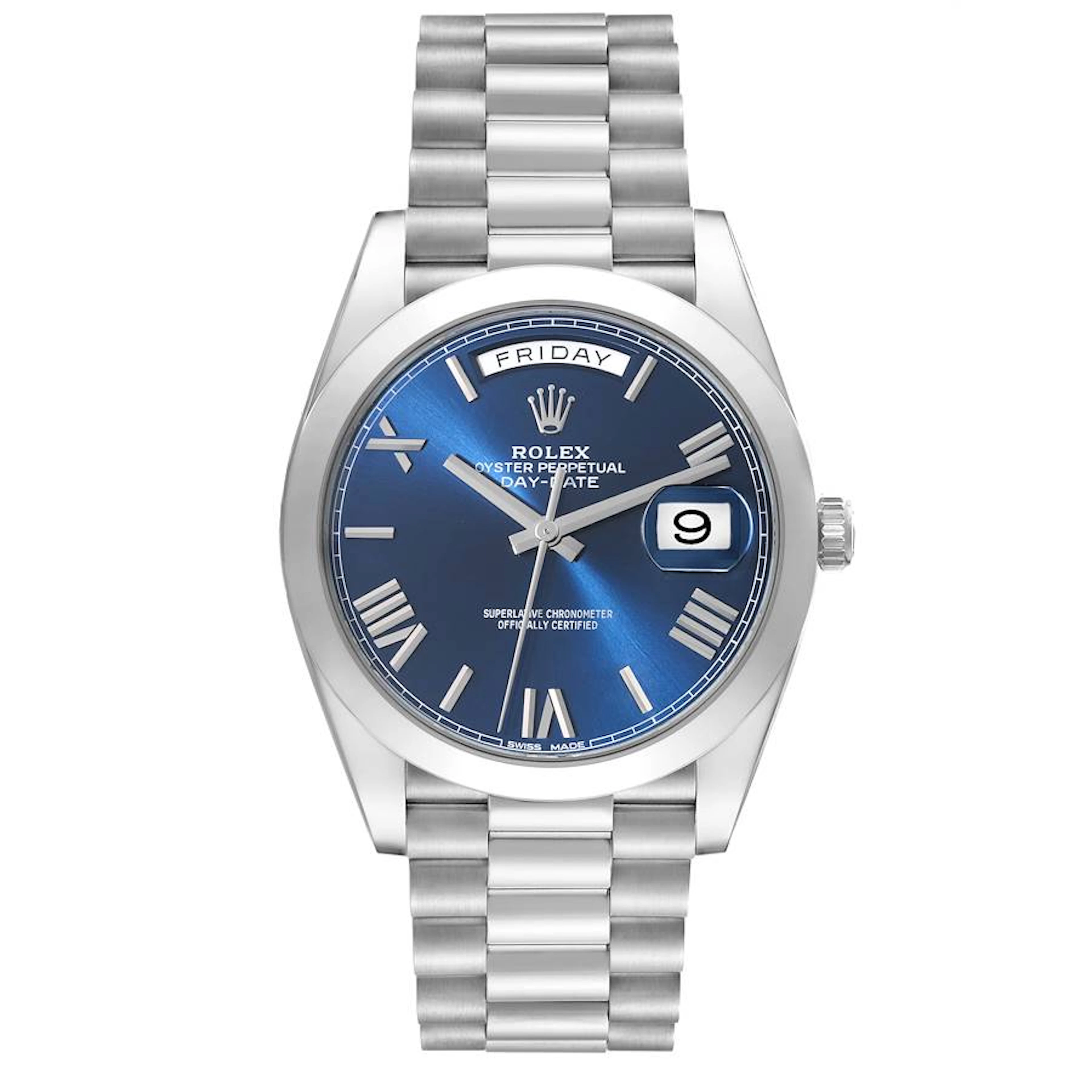 President Day-Date (Reference 228206). A 40mm platinum automatic wristwatch
