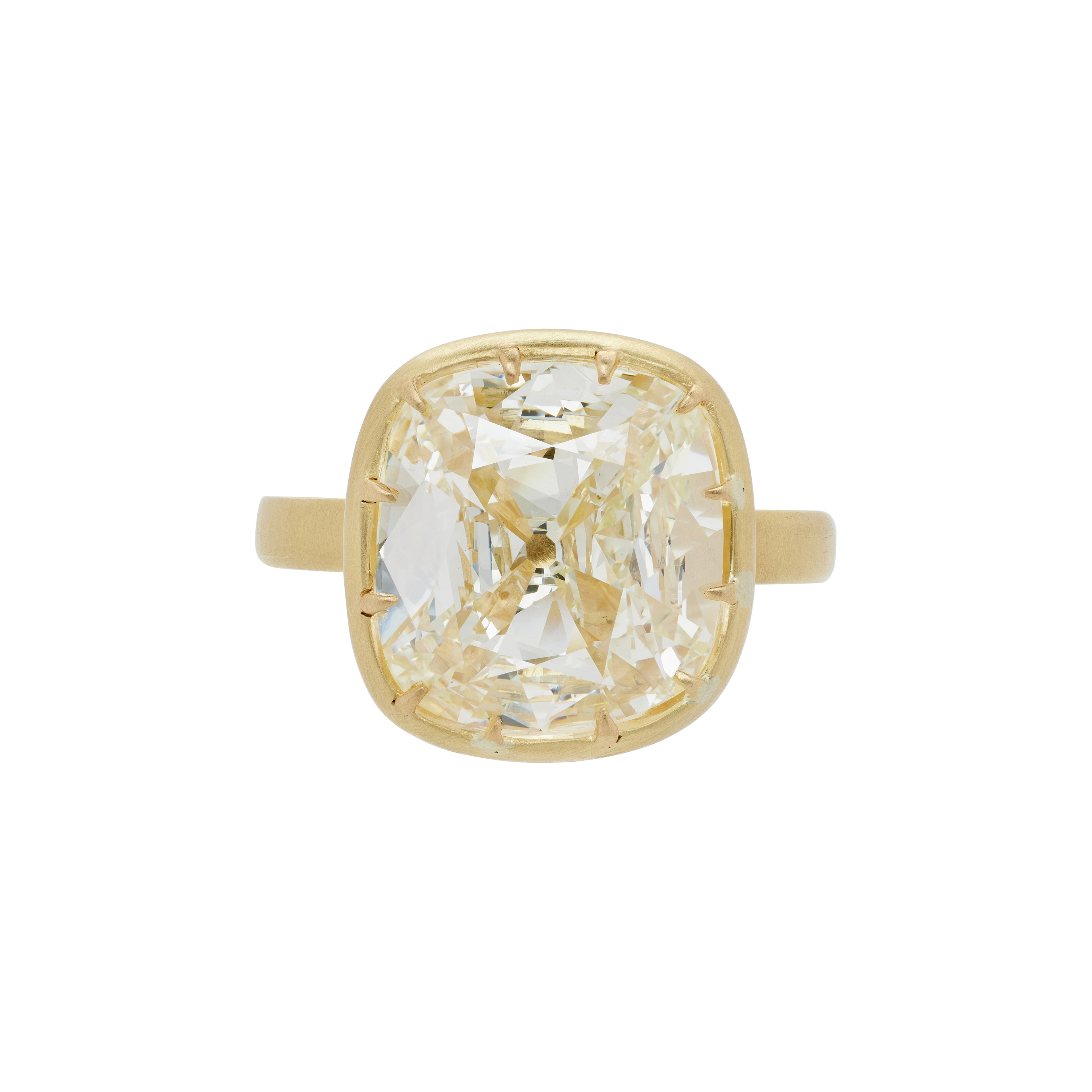 Gold and 5.04ct Cushion Cut Diamond Ring