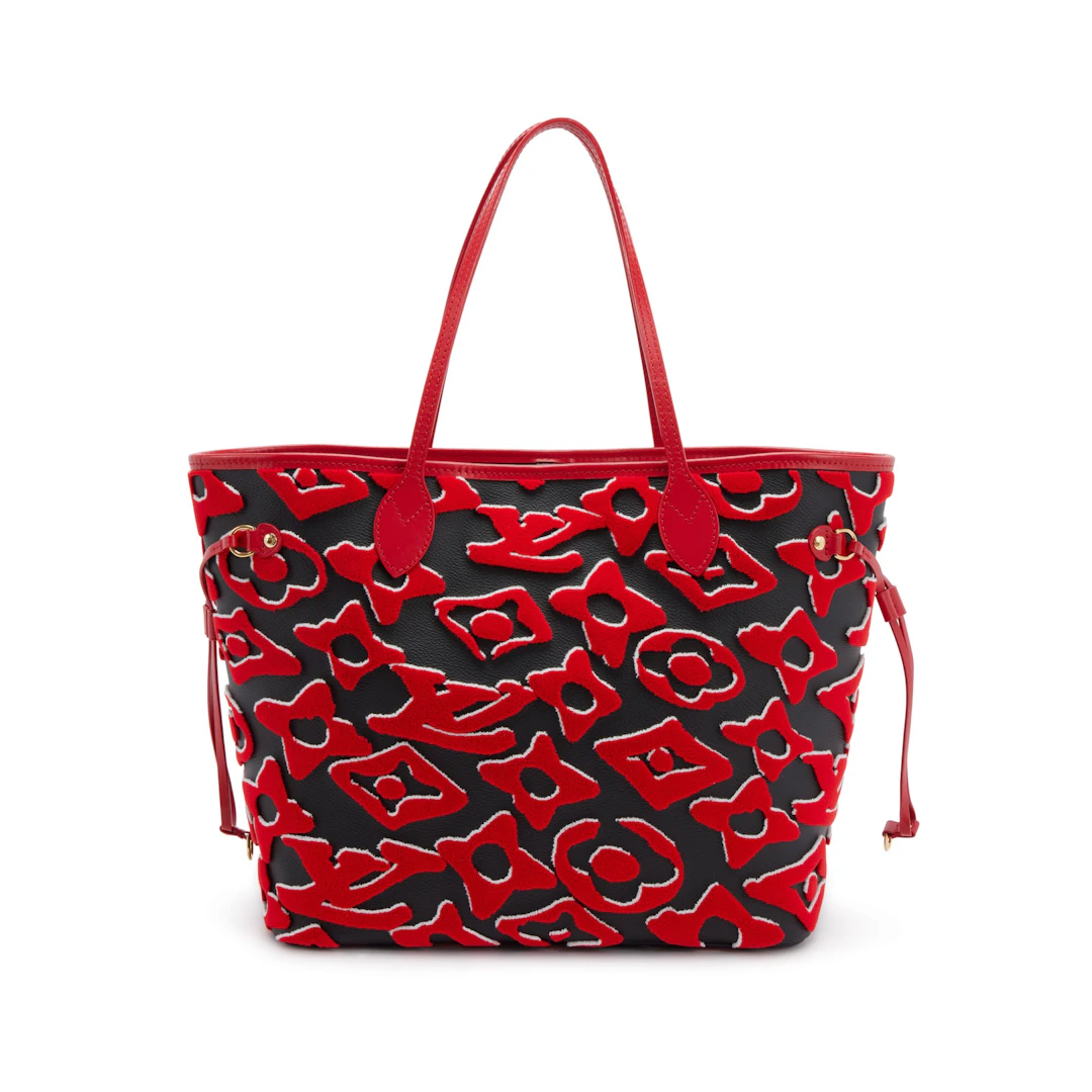 Red, White, and Black Tufted Monogram Canvas LVxUF Neverfull MM Gold