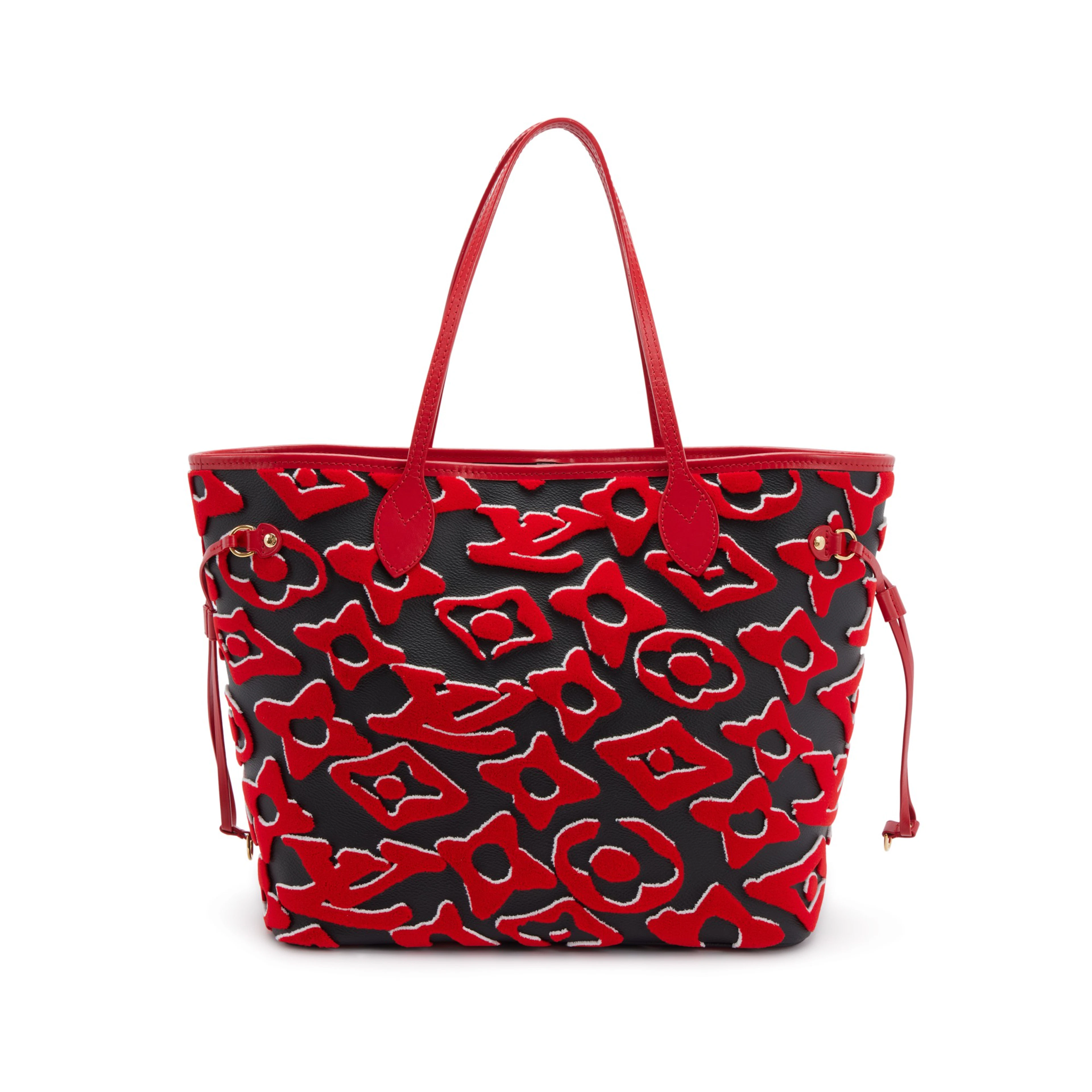 Red, White, and Black Tufted Monogram Canvas LVxUF Neverfull MM Gold