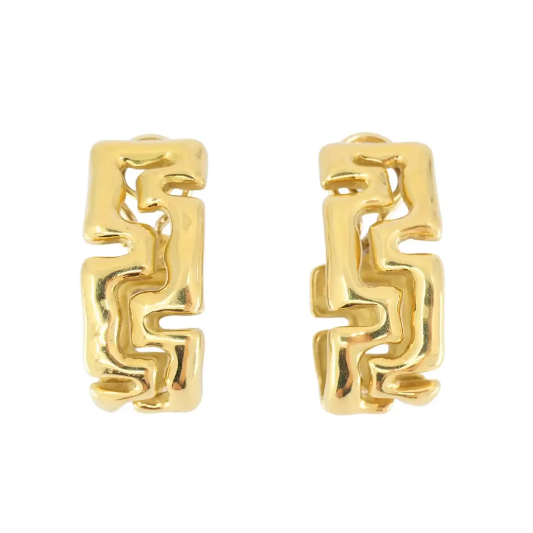 Vintage Gold Greek Key Hoop Earclips