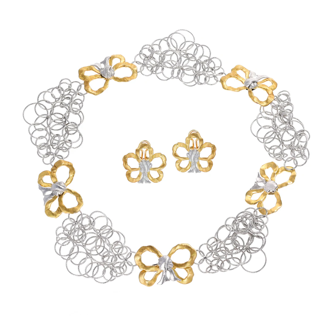 Gold and White Gold Necklace Demi Parure