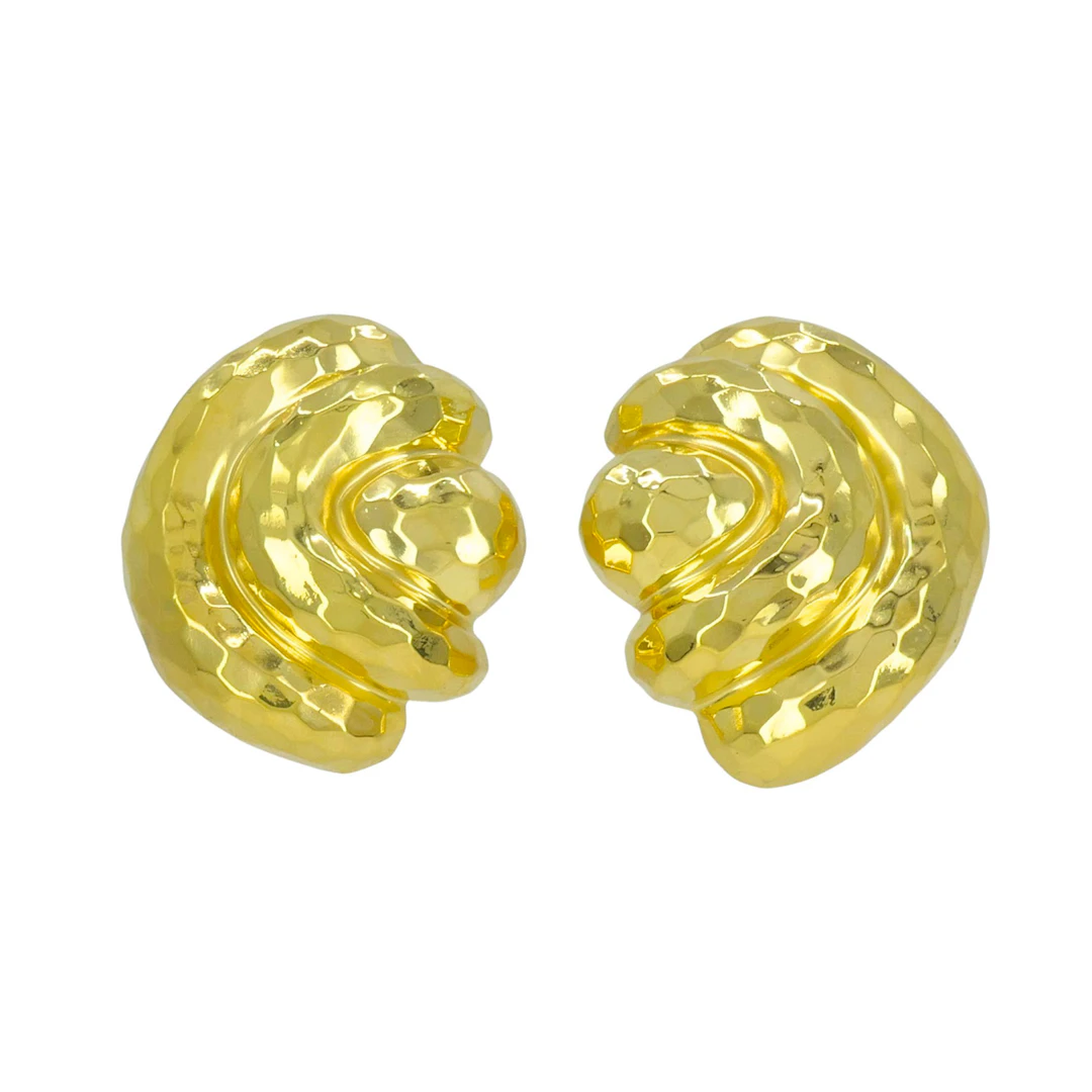 Vintage Gold Hammered Earclips