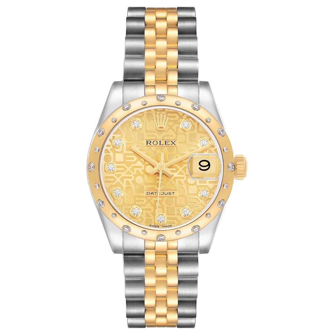Datejust (Reference 178343). A 31mm yellow gold stainless steel diamond-set