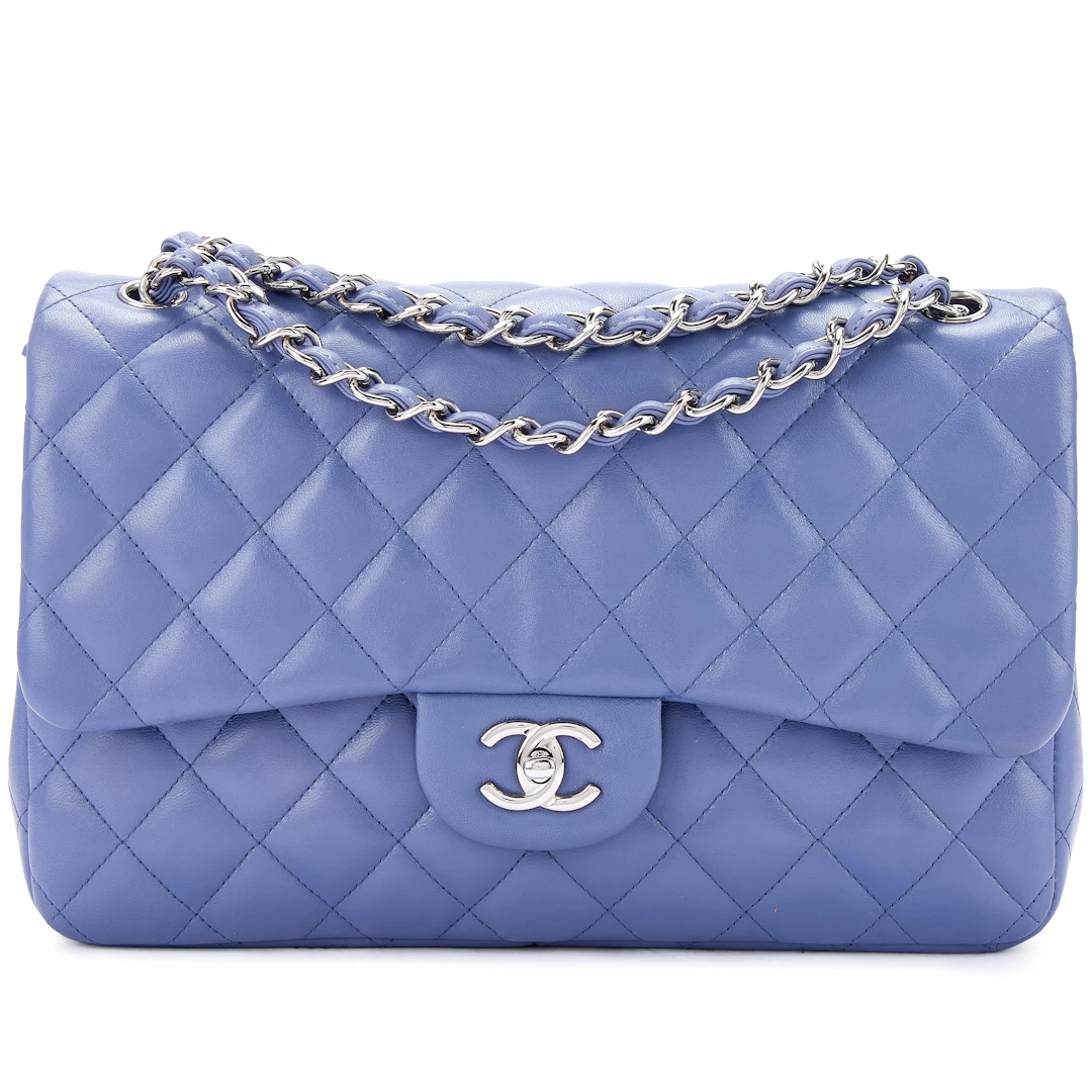 Lavender Purple Quilted Lambskin Large Timeless Classic Double Flap